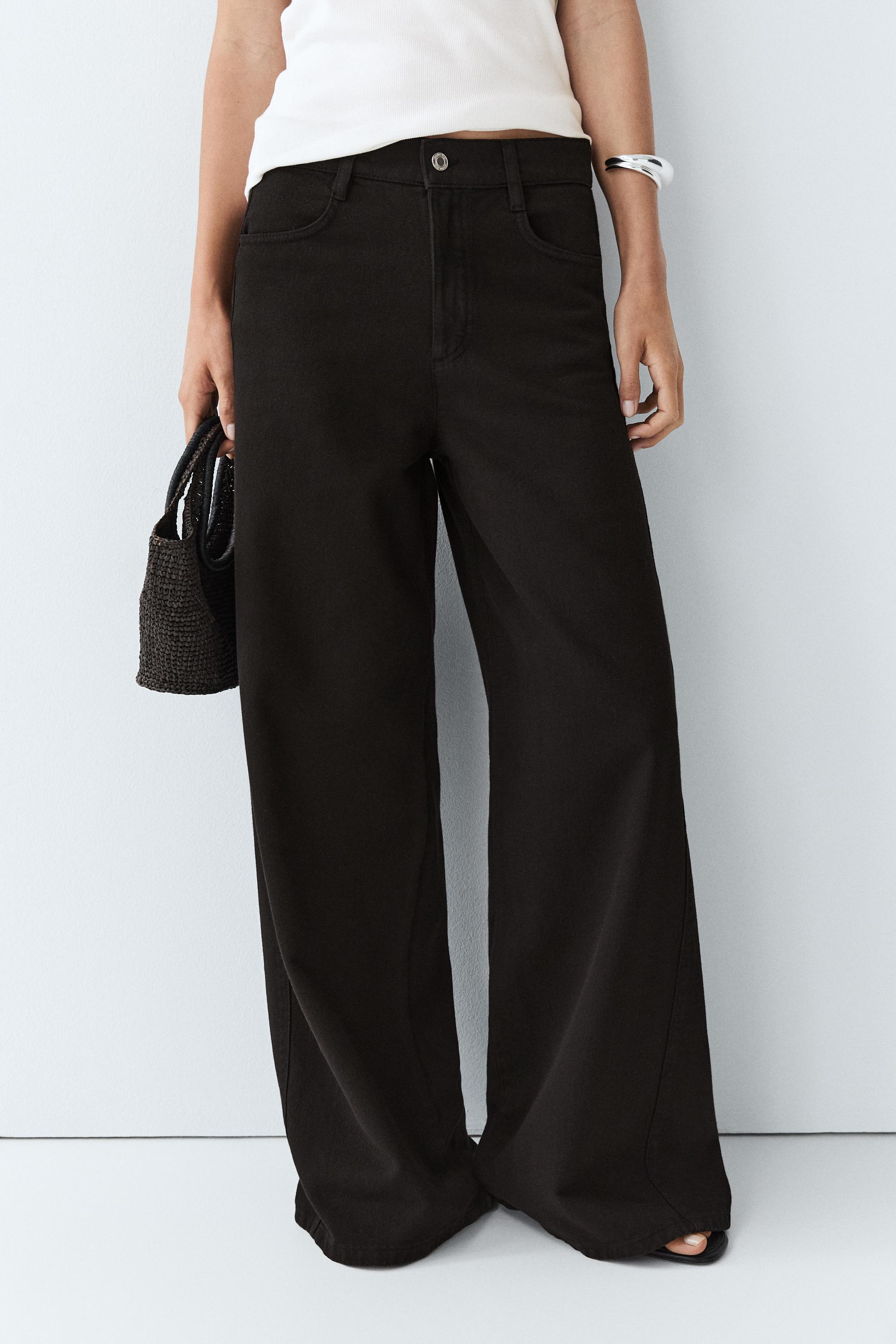 Flowy wide-leg jeans — BLACK