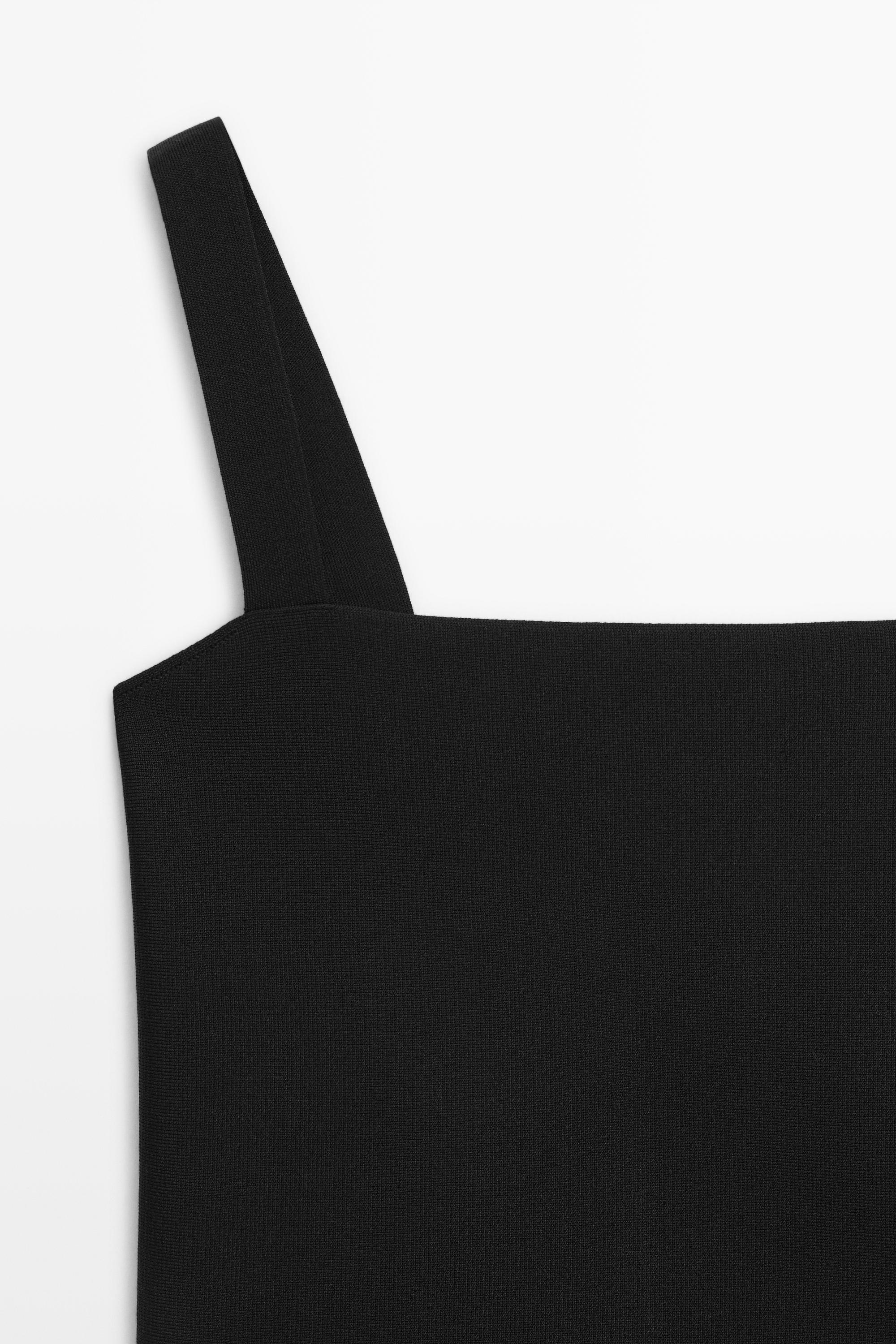 Knit top with a square neckline — BLACK