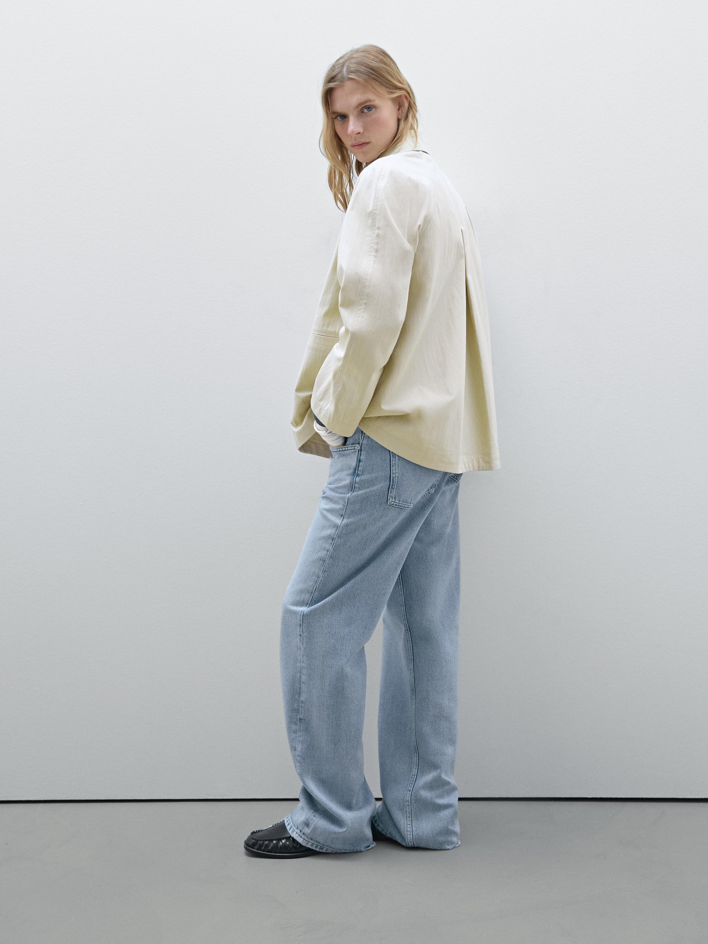 Cotton blend raglan sleeve trench coat