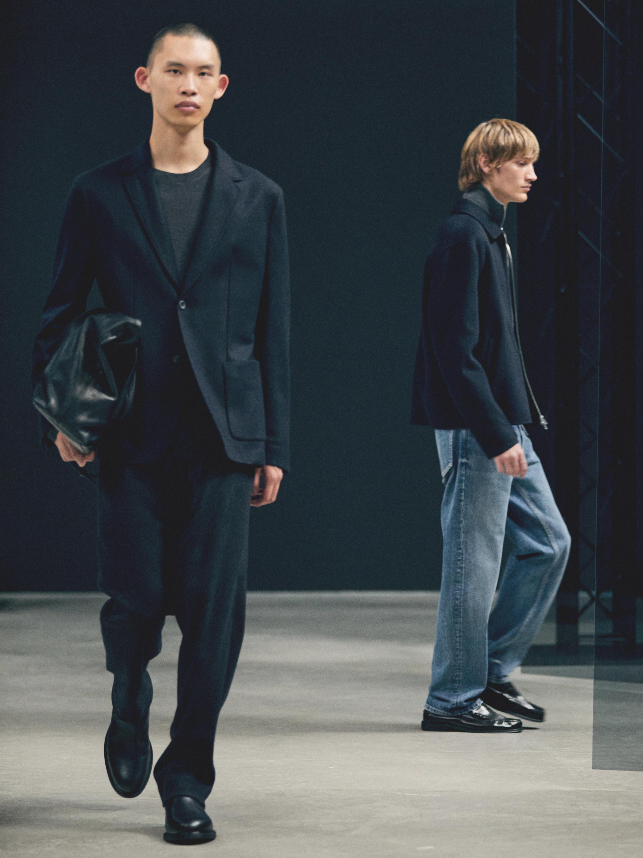 Wool blend suit trousers