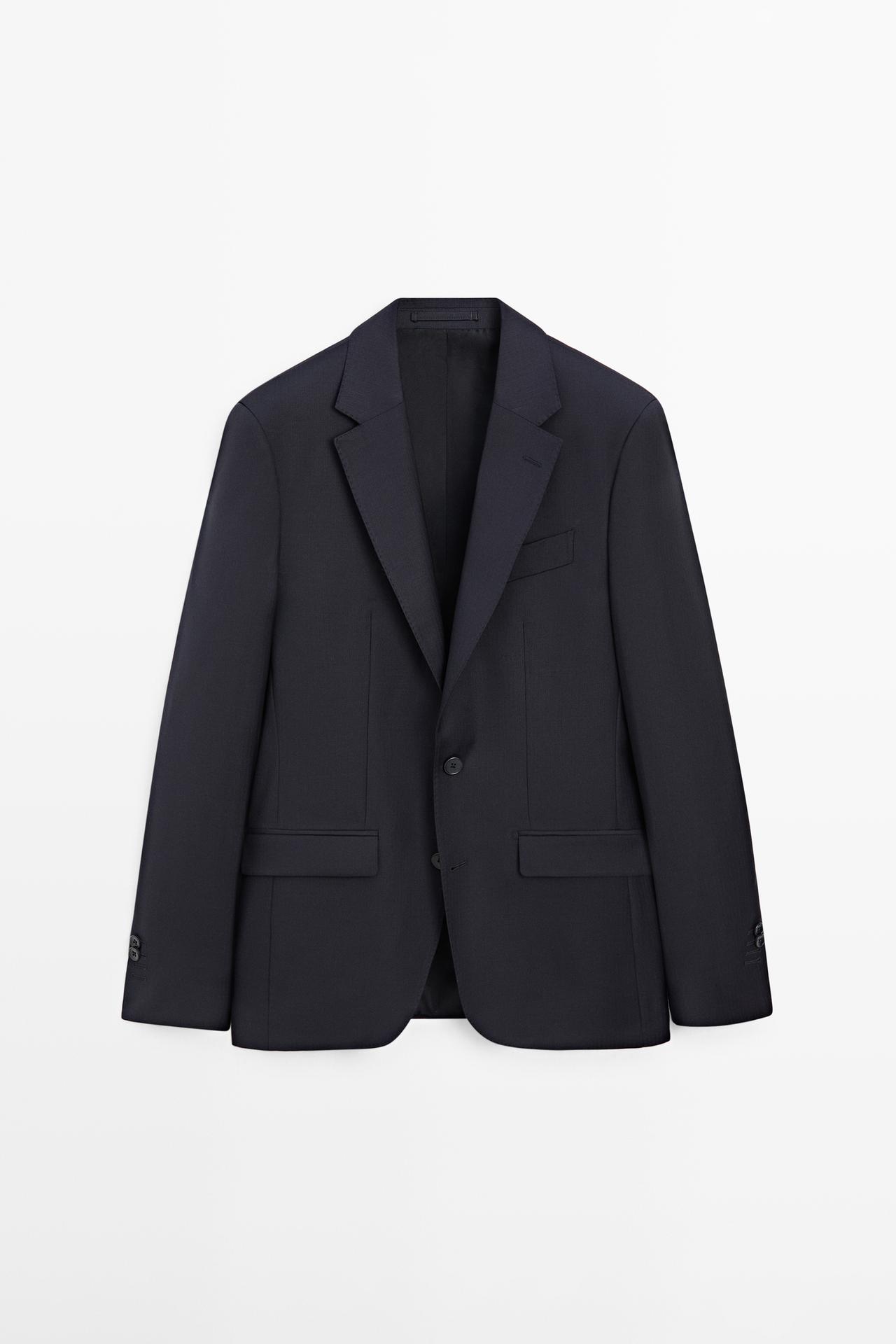 100% cool wool suit blazer — NAVY BLUE