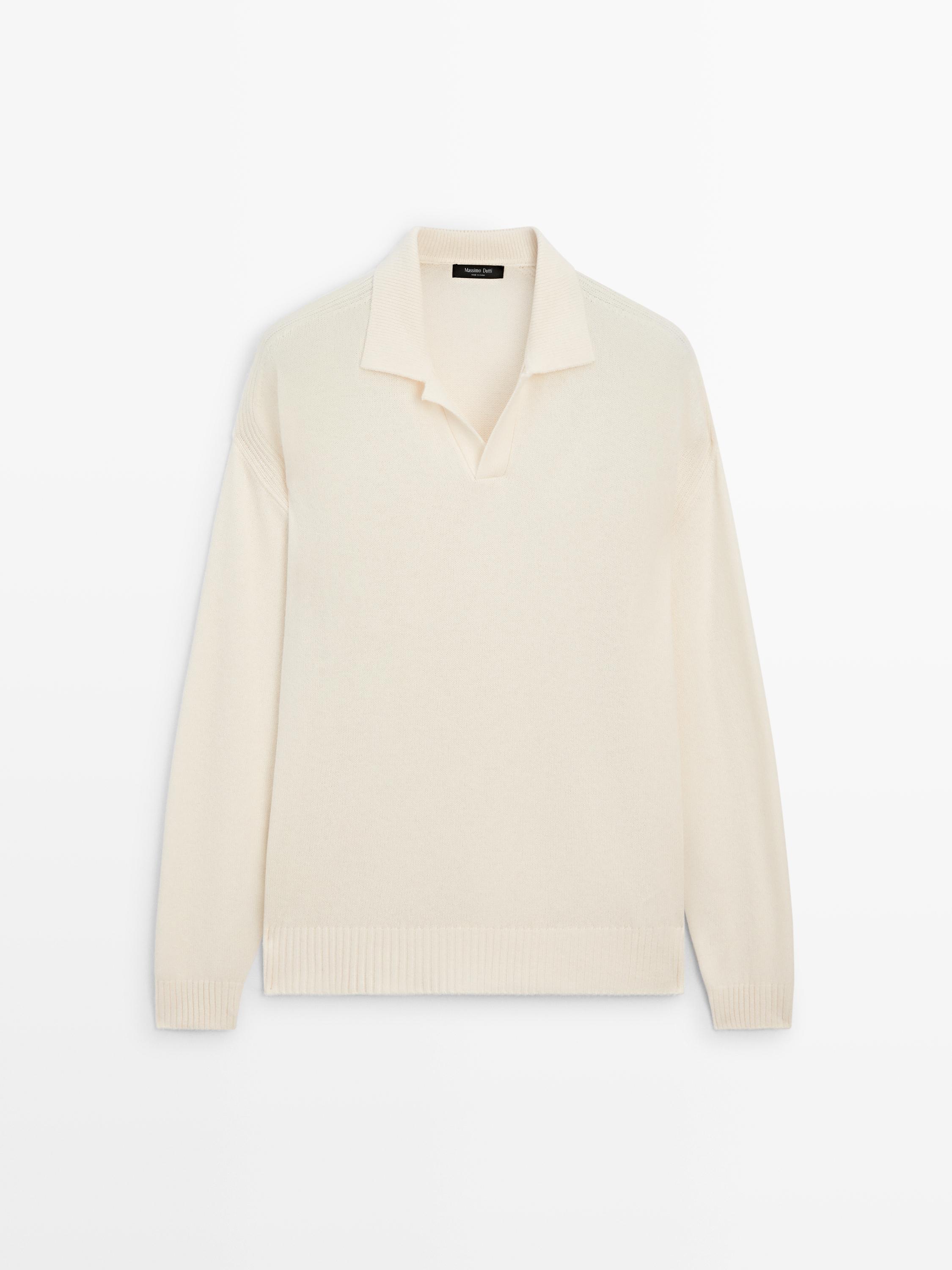 V-neck knit polo sweater