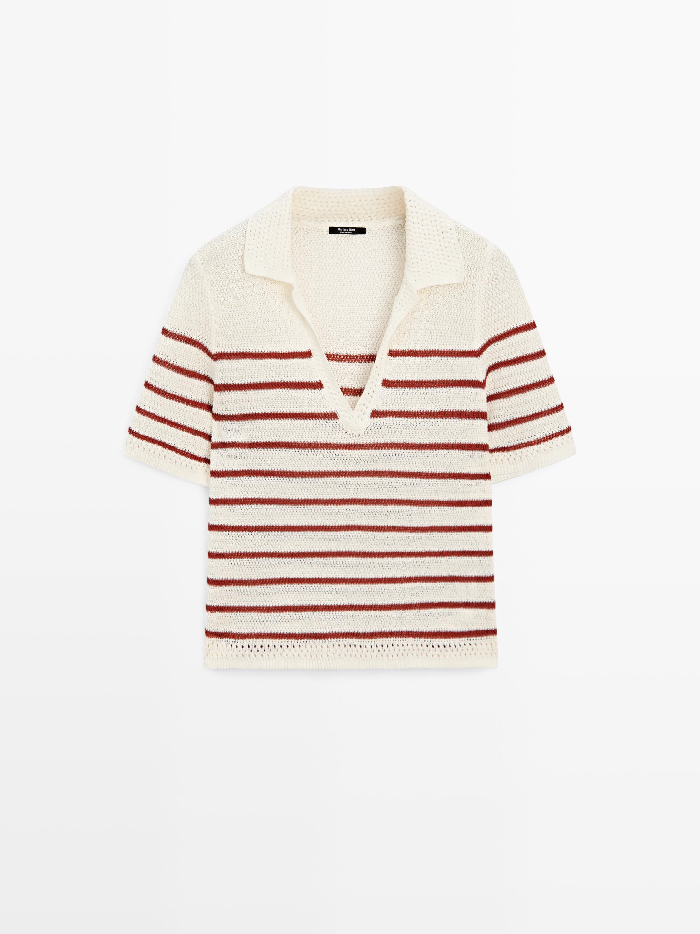 Striped polo shirt with cotton