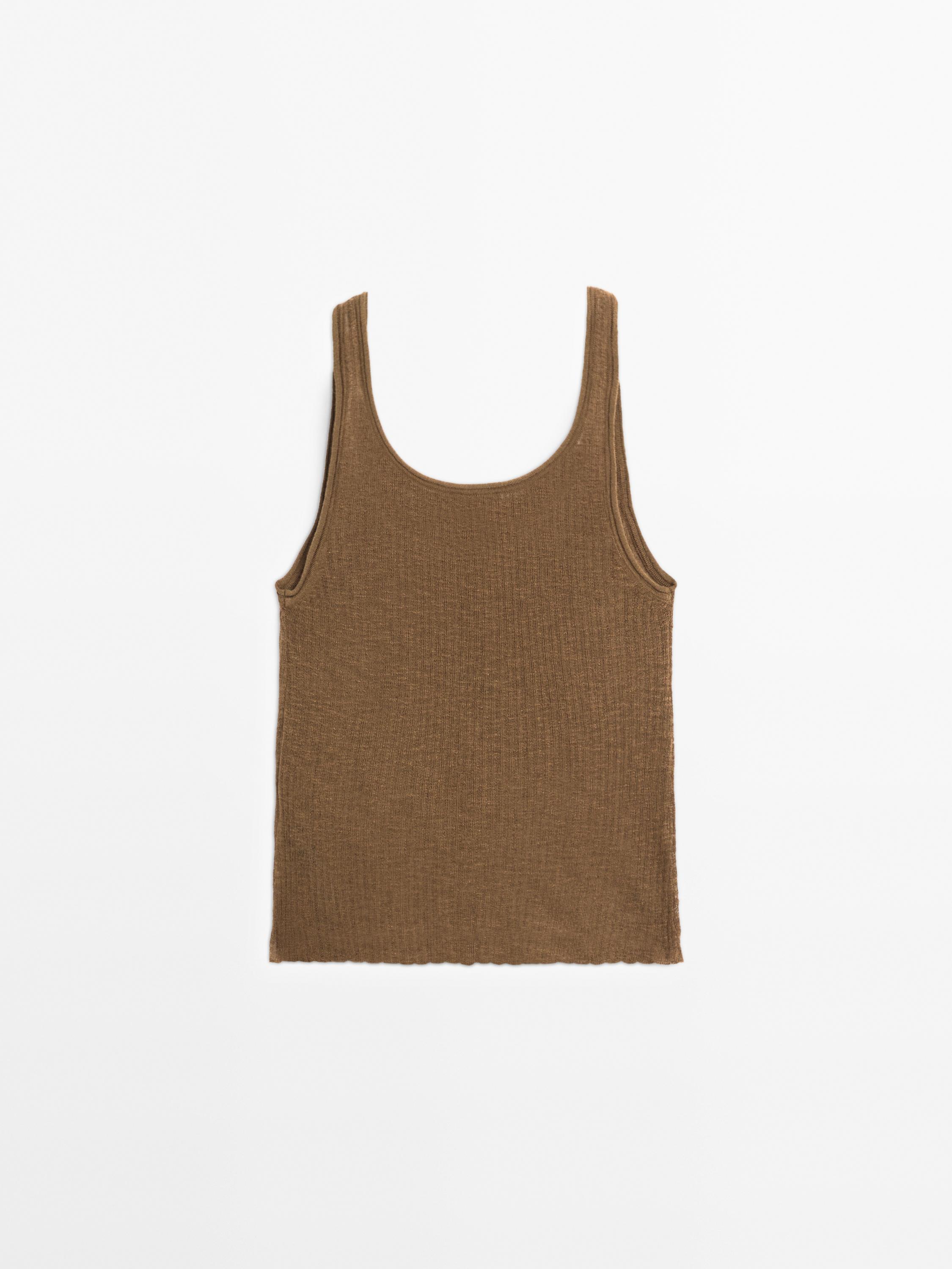Melange fabric strappy top