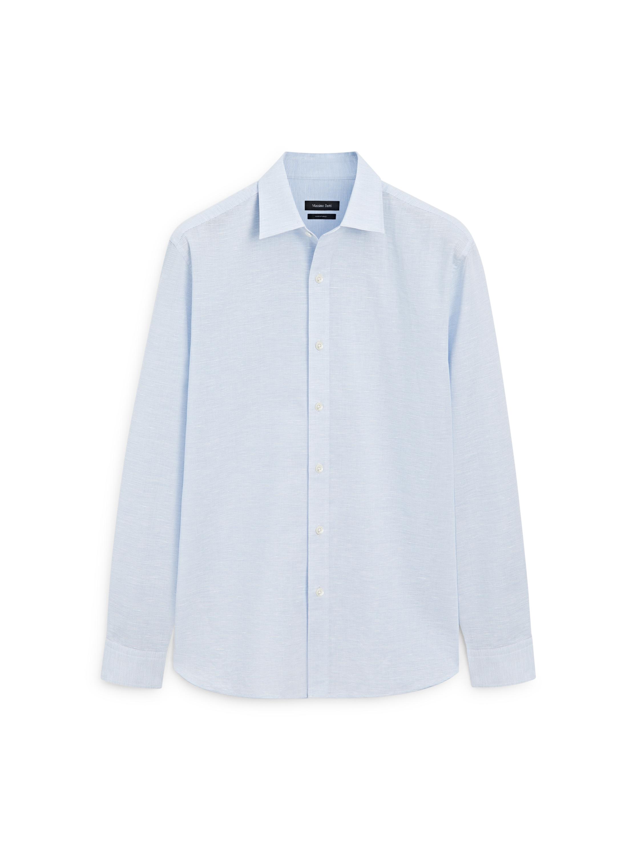 Regular fit linen blend shirt — SKY BLUE