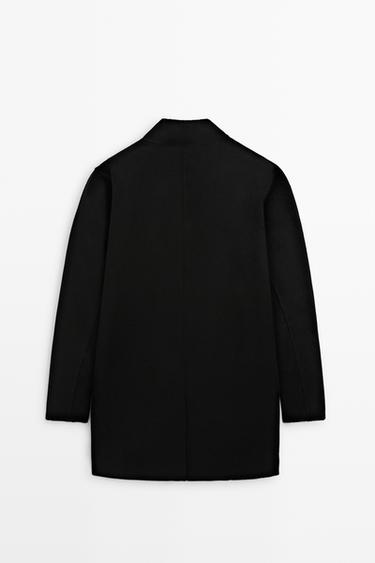 High neck wool blend coat — BLACK 6