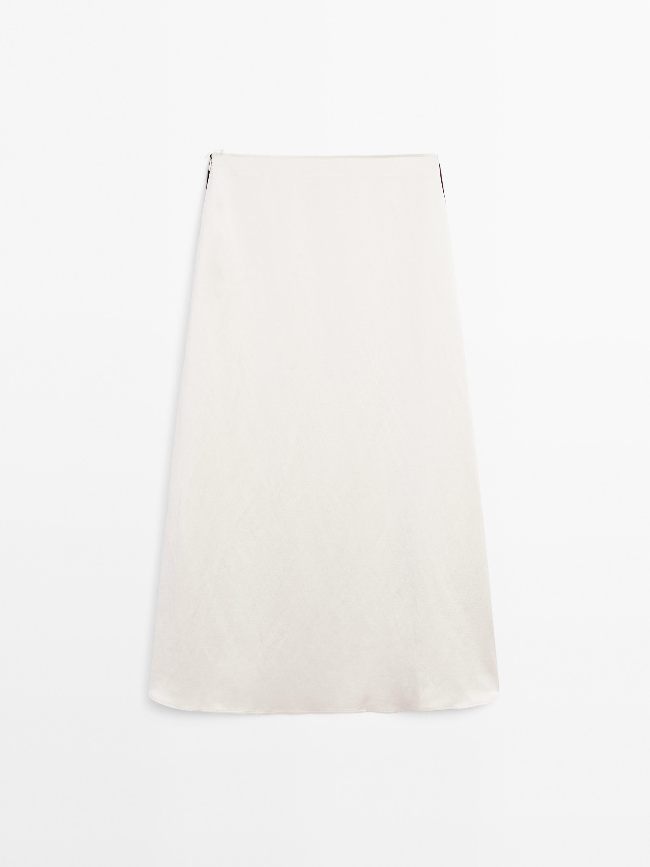 Satin midi skirt with trims