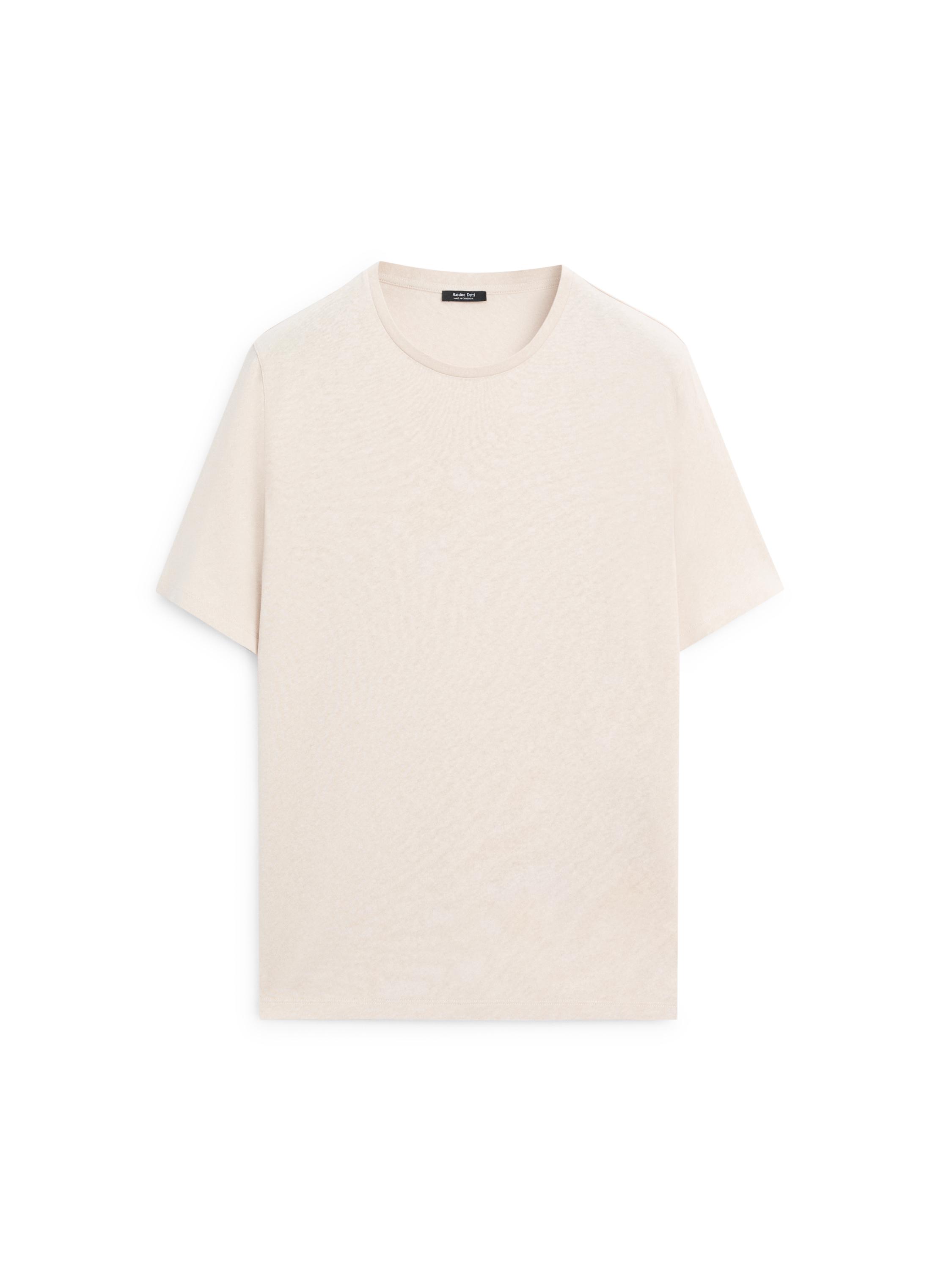 Short sleeve linen and cotton T-shirt — BROWN