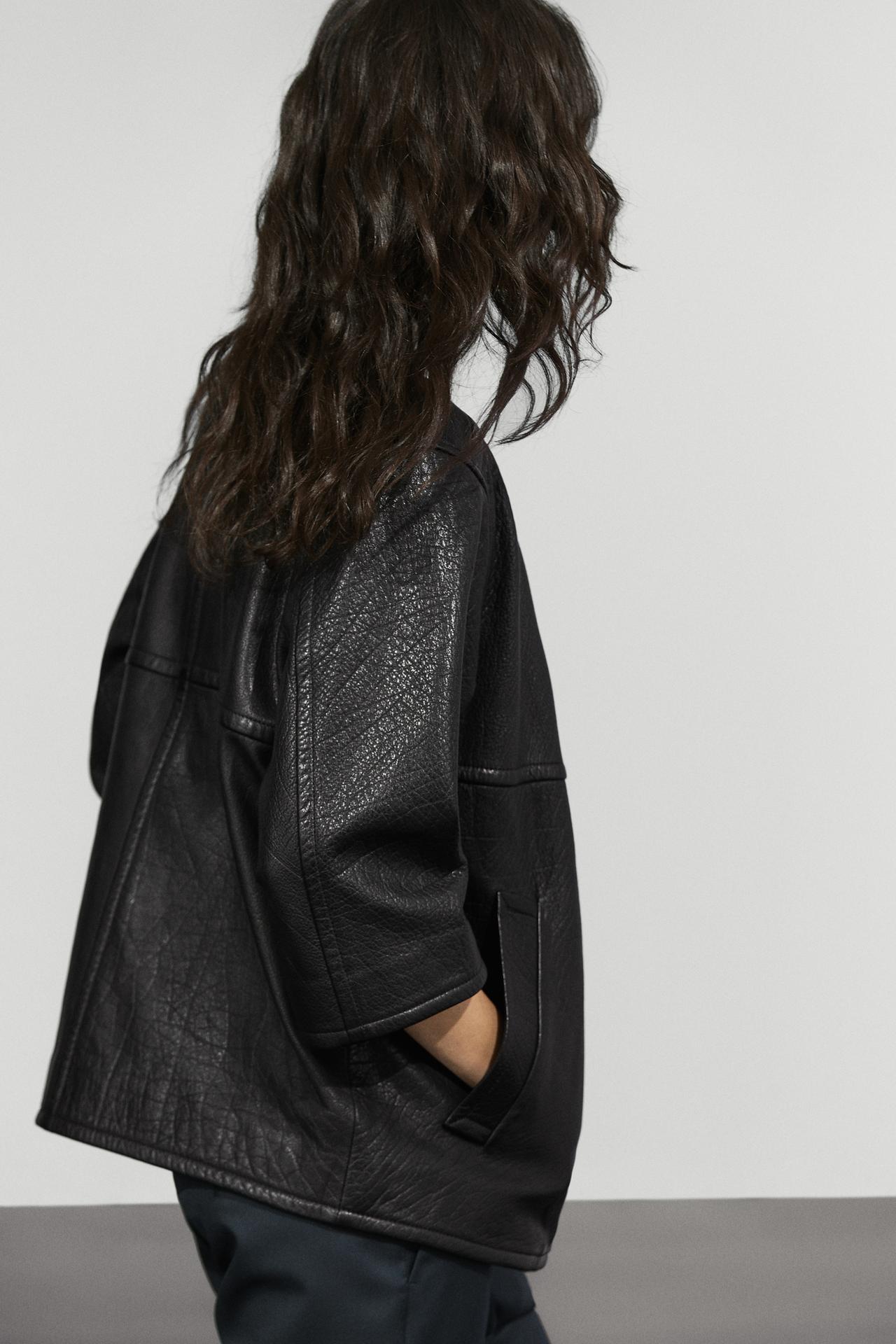 Cropped nappa leather jacket — BLACK