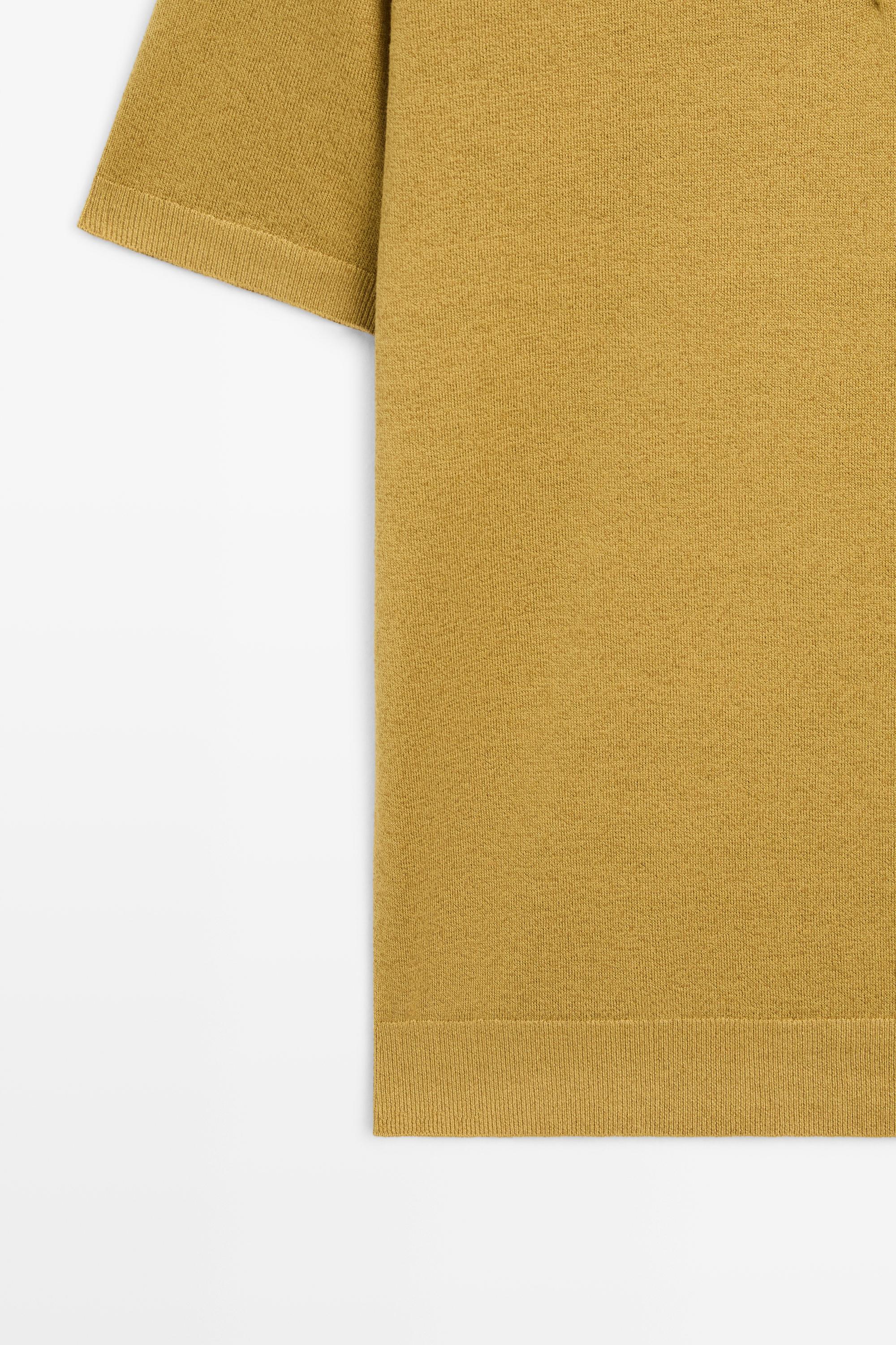 Short sleeve cotton and linen knit polo shirt — OIL