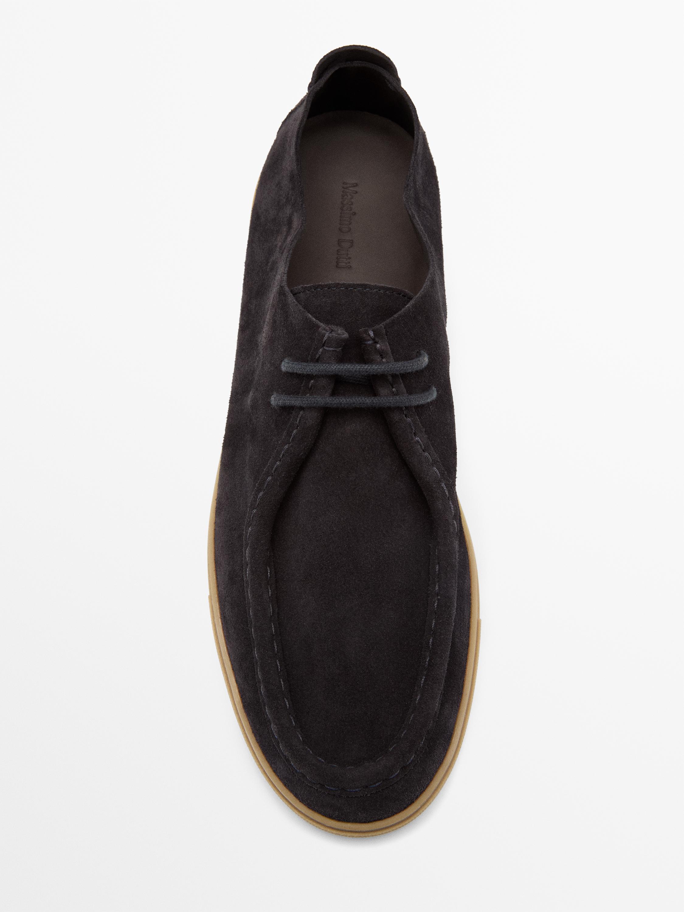 Soft leather moc toe shoes — Dark blue