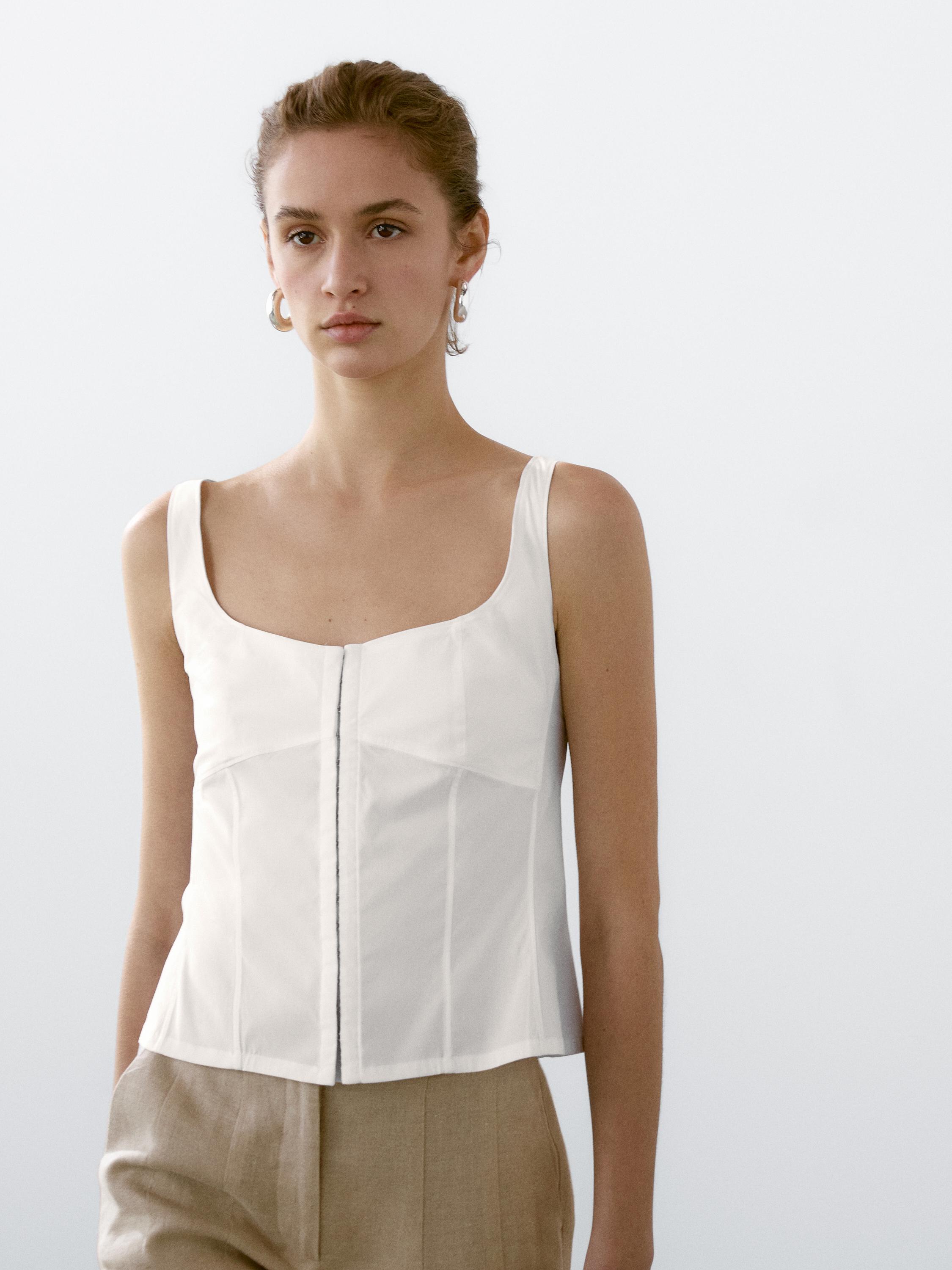Cotton blend corset top