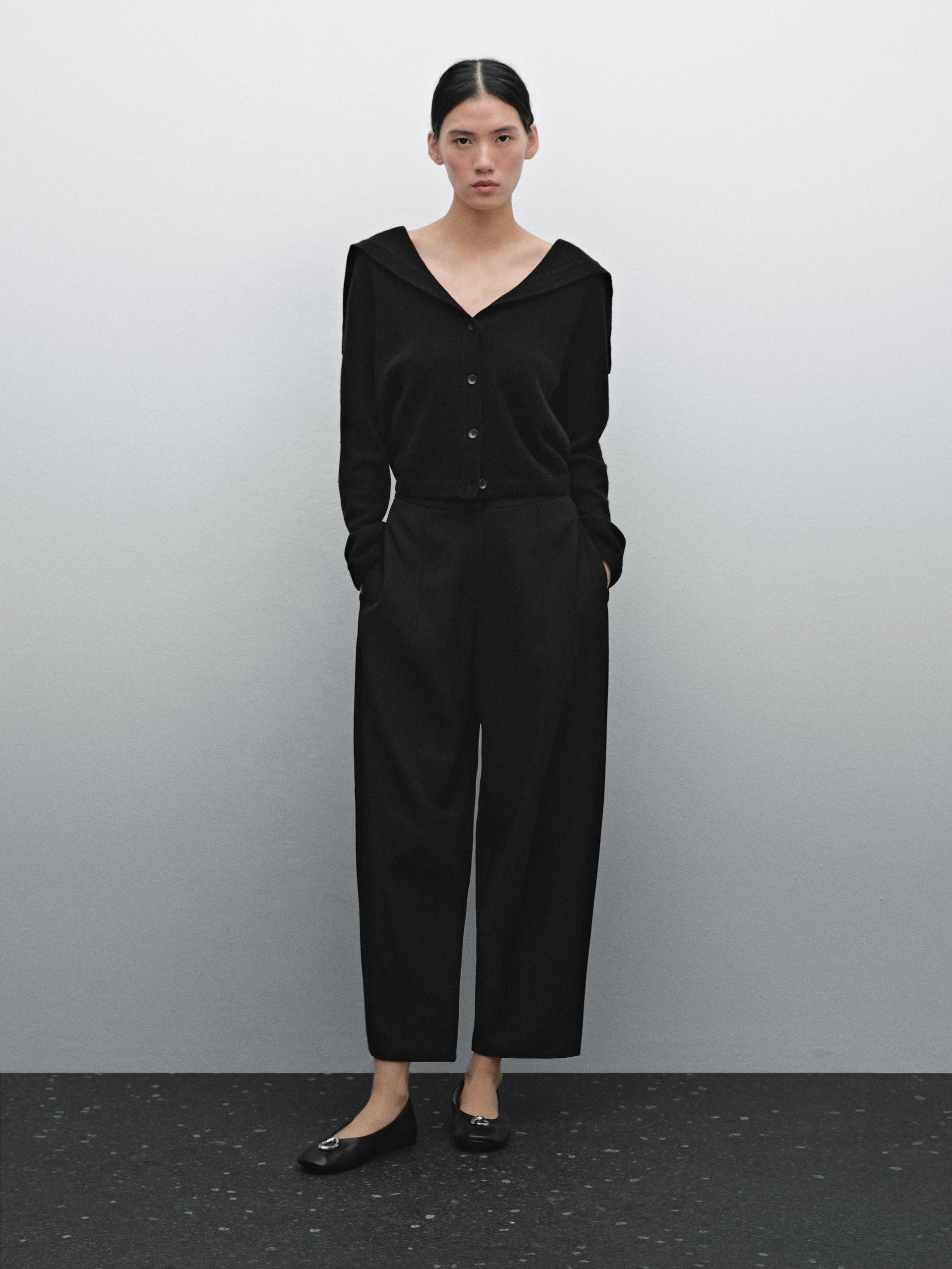 Calças Barrel Fit - Preto - 36 - Massimo Dutti - Mulher