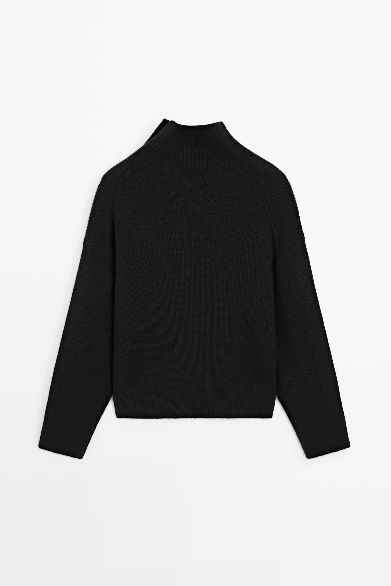 Cashmere blend button detail cardigan — BLACK