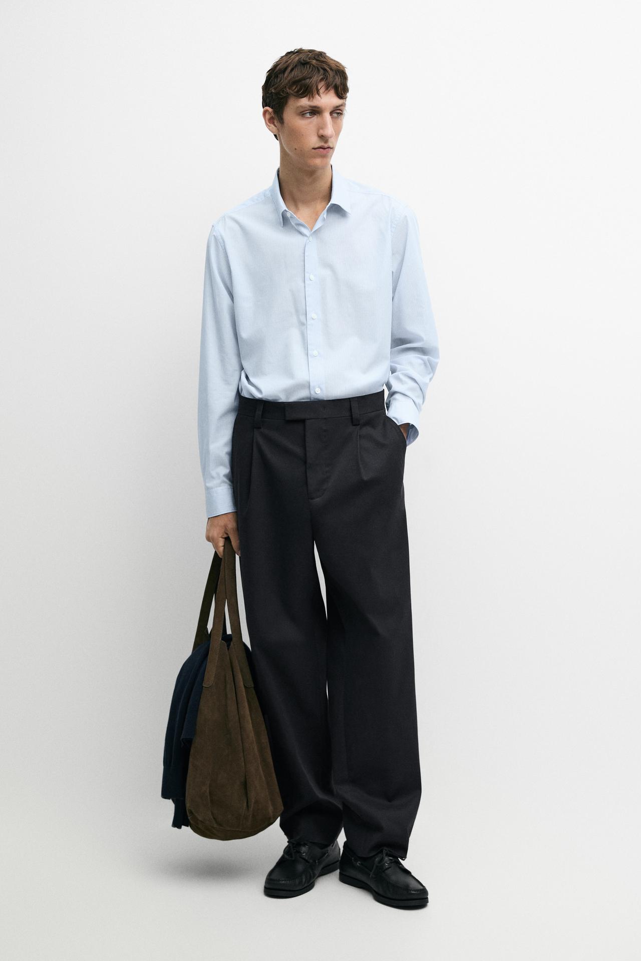 Striped regular fit shirt — SKY BLUE