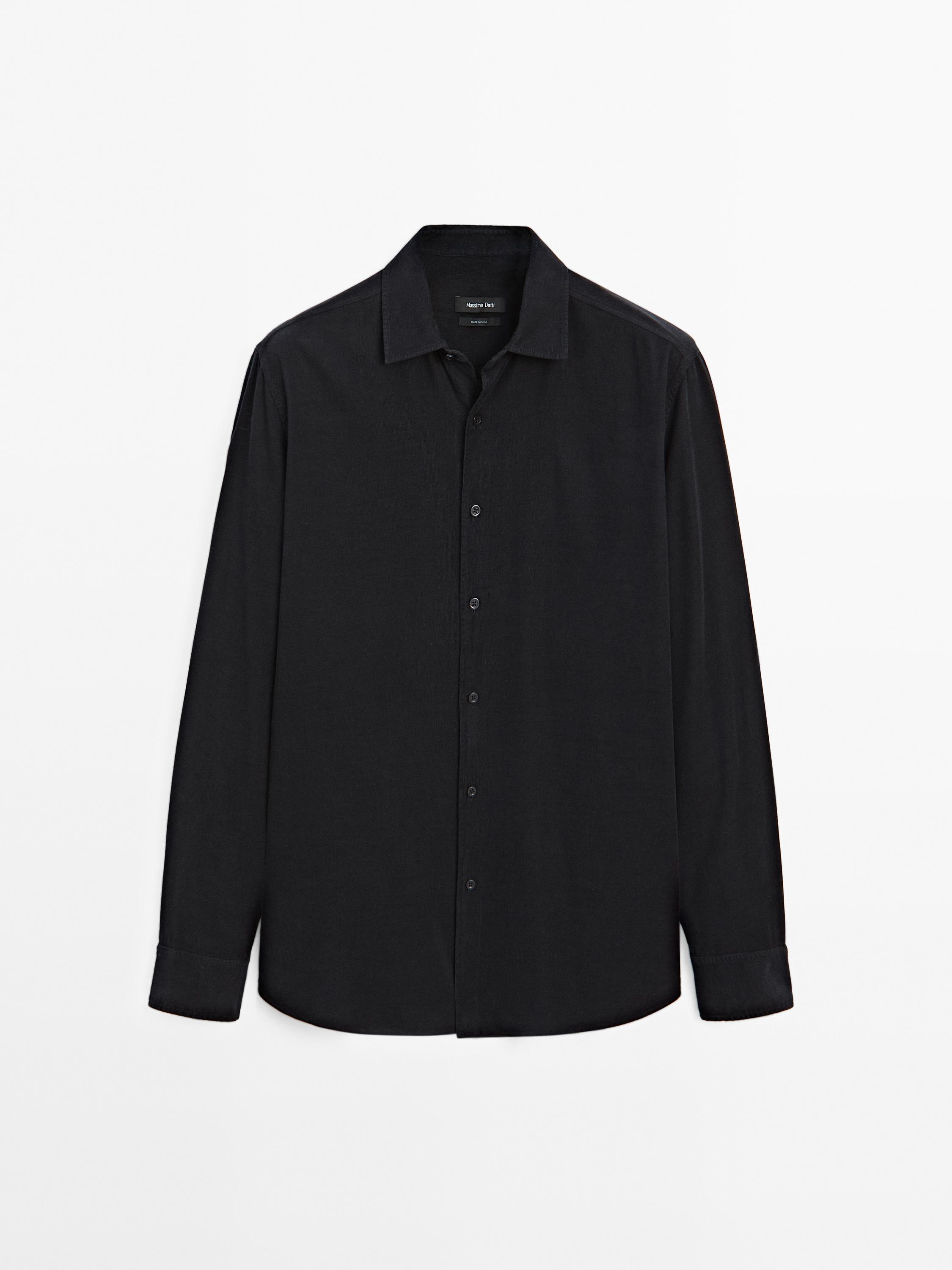 Chemise regular en velours côtelé fin