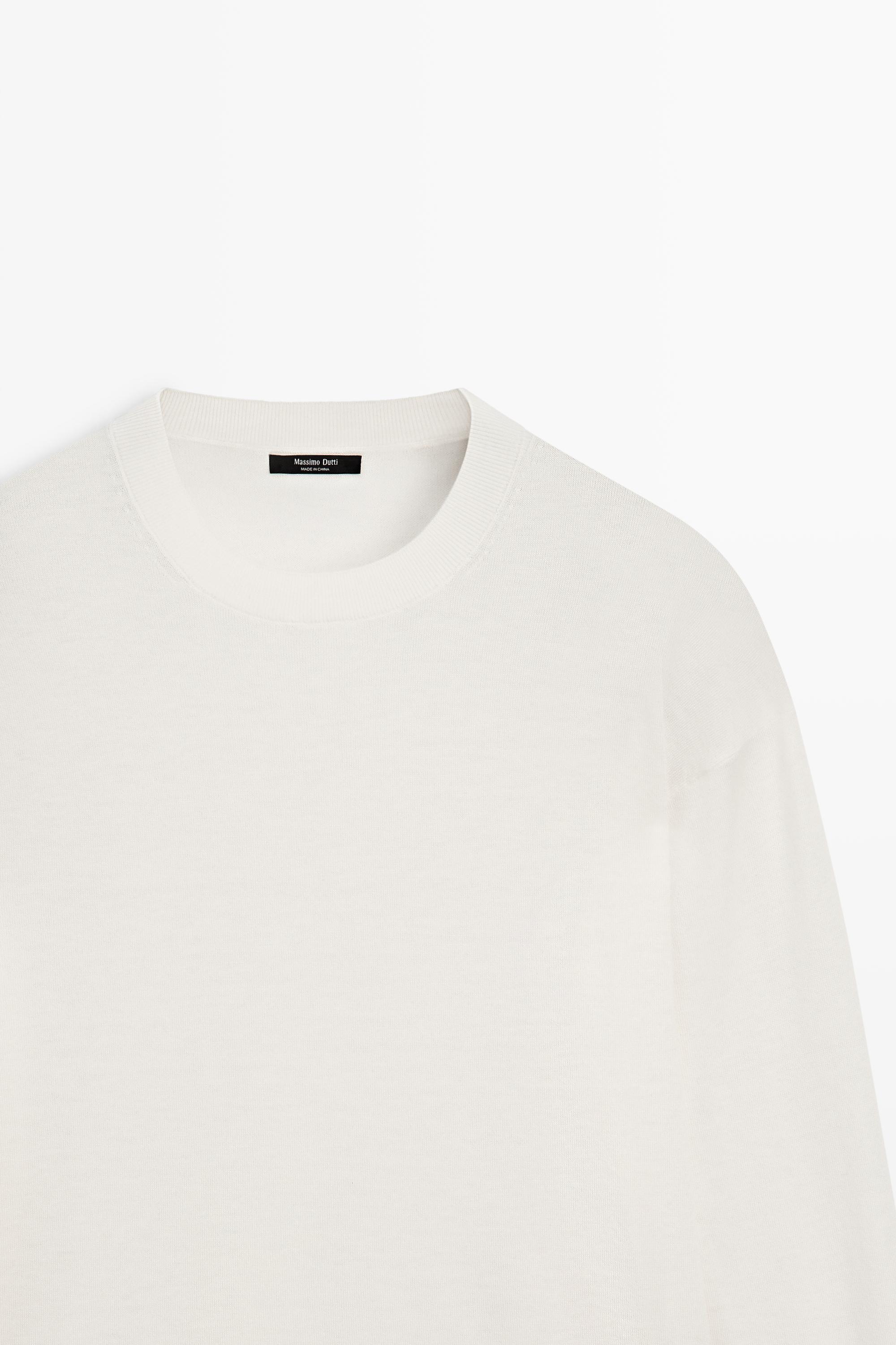 Fine knit round neck sweater — CREAM