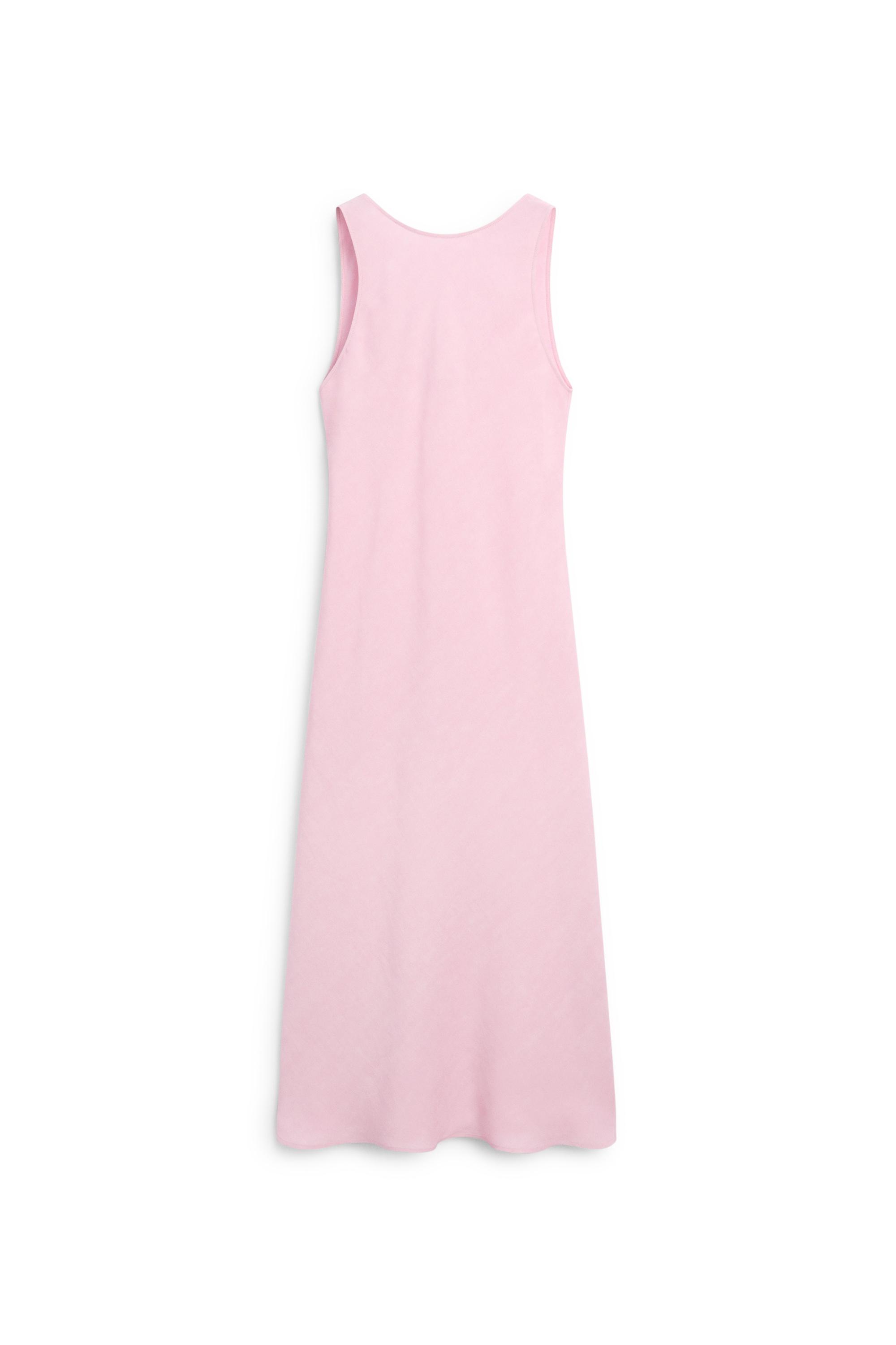 Flowing linen-blend midi dress — PASTEL PINK
