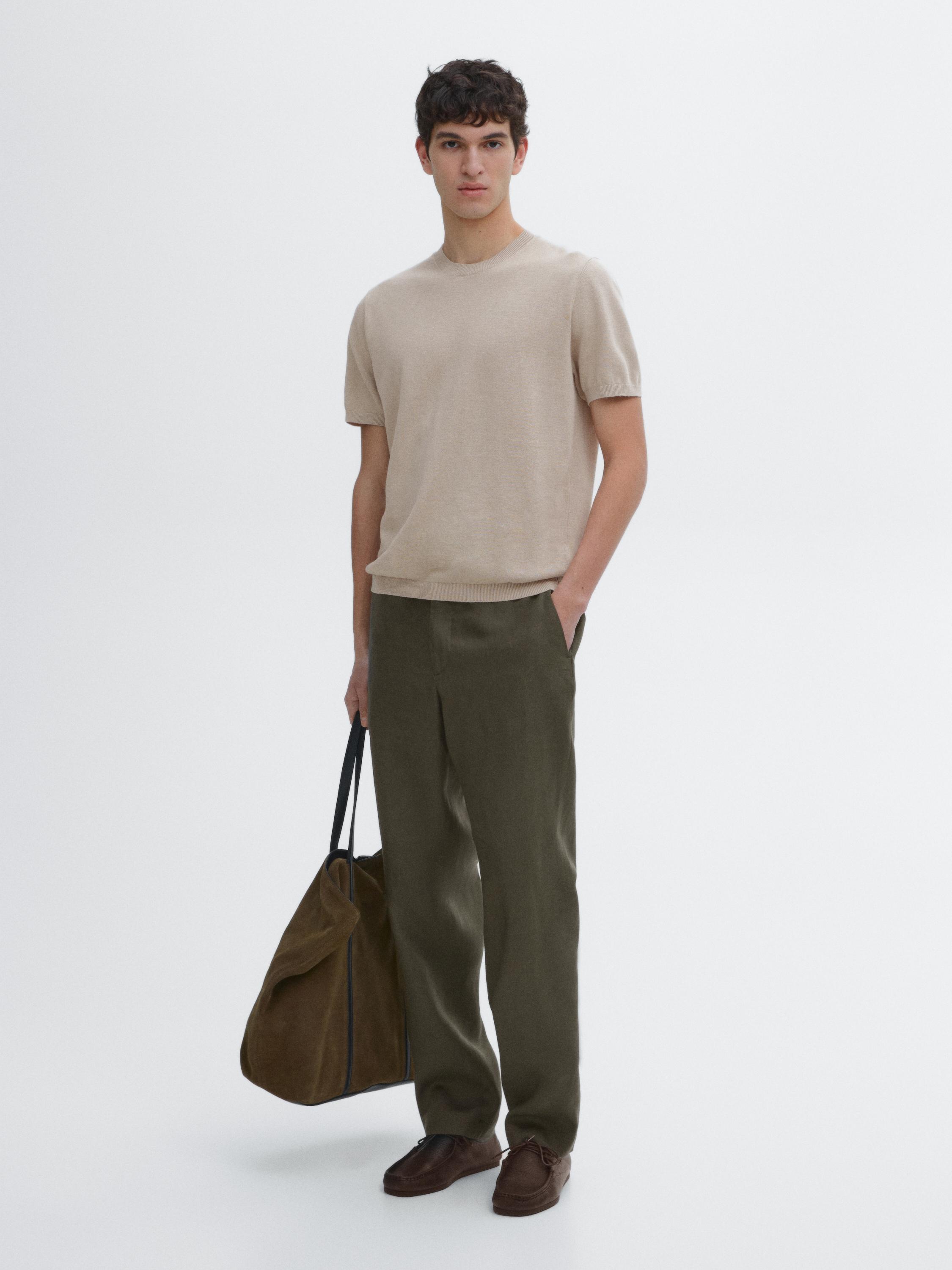 100% linen regular fit trousers