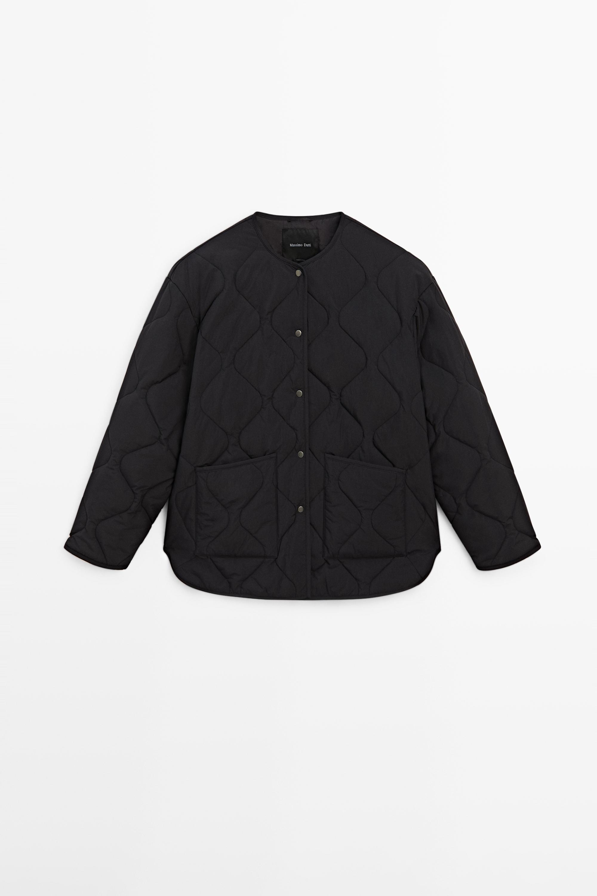 Quilted cape jacket — BLACK