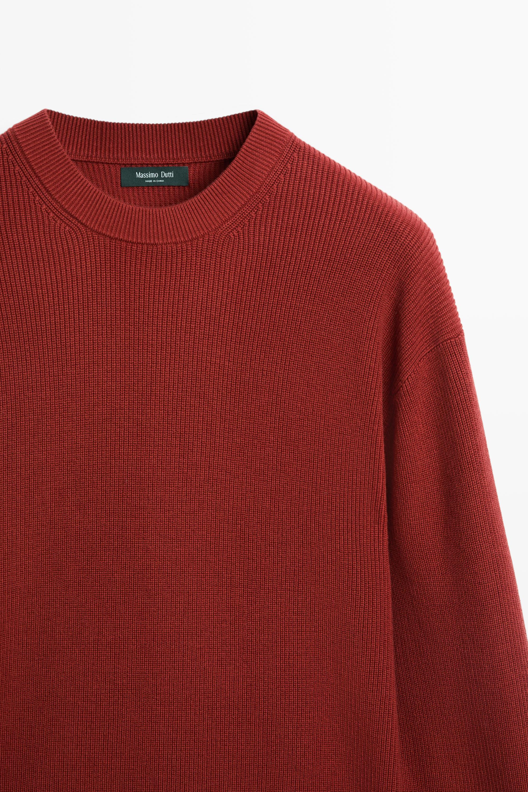 Round neck knit sweater — ORANGE