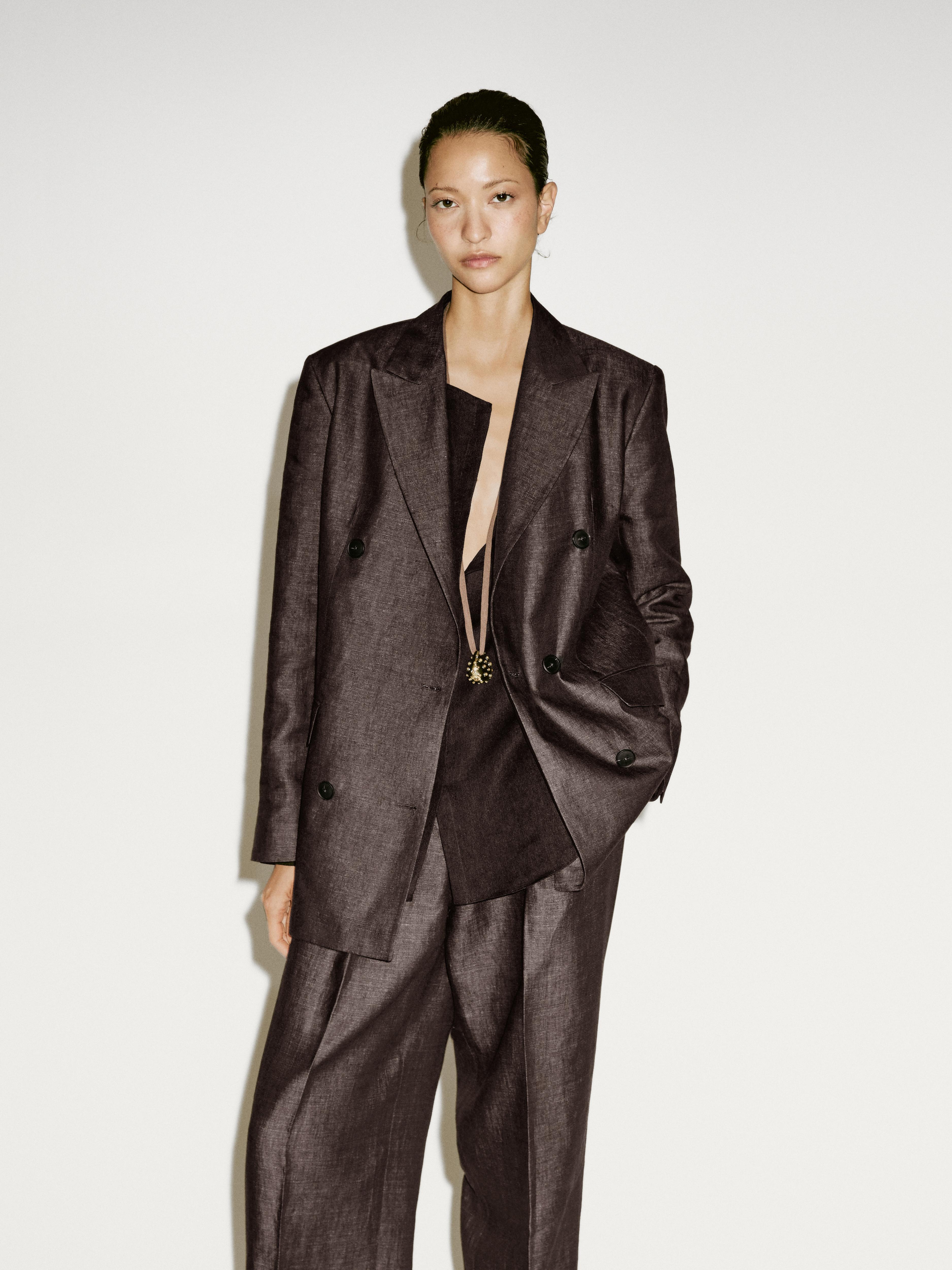 Melange linen darted trousers - Limited Edition