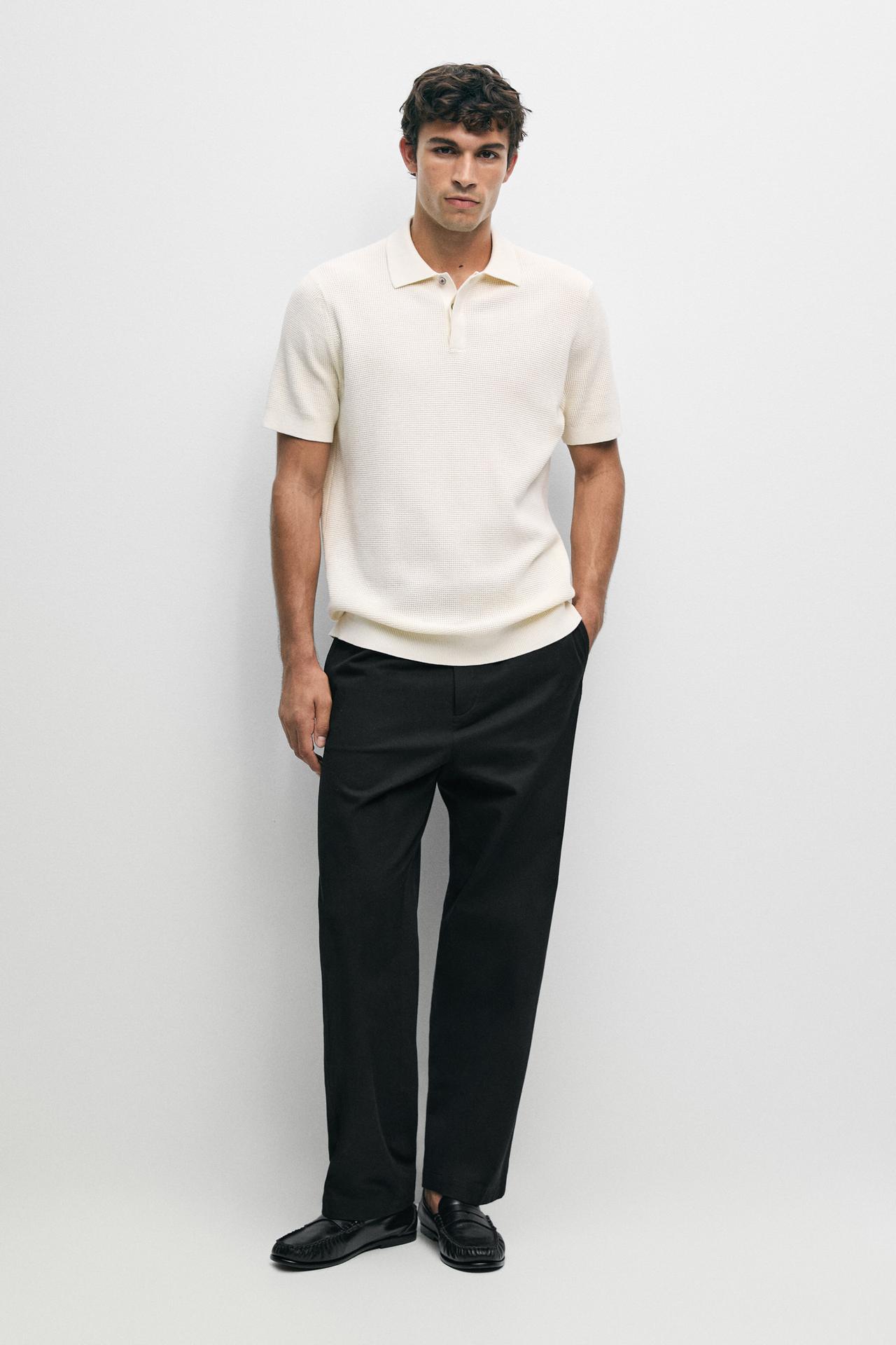 100% cotton short sleeve polo shirt — CREAM