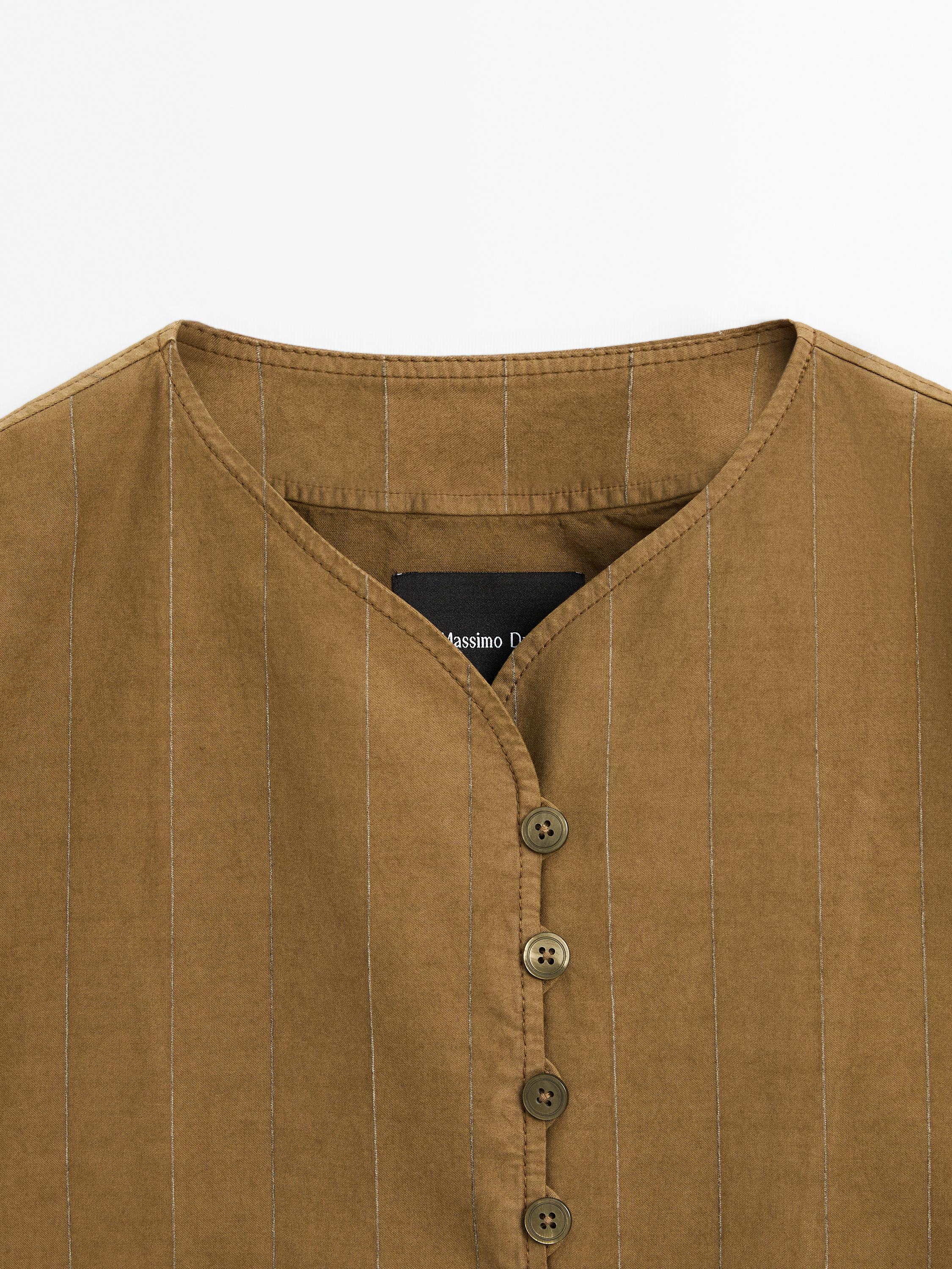 Striped jacket with button detail