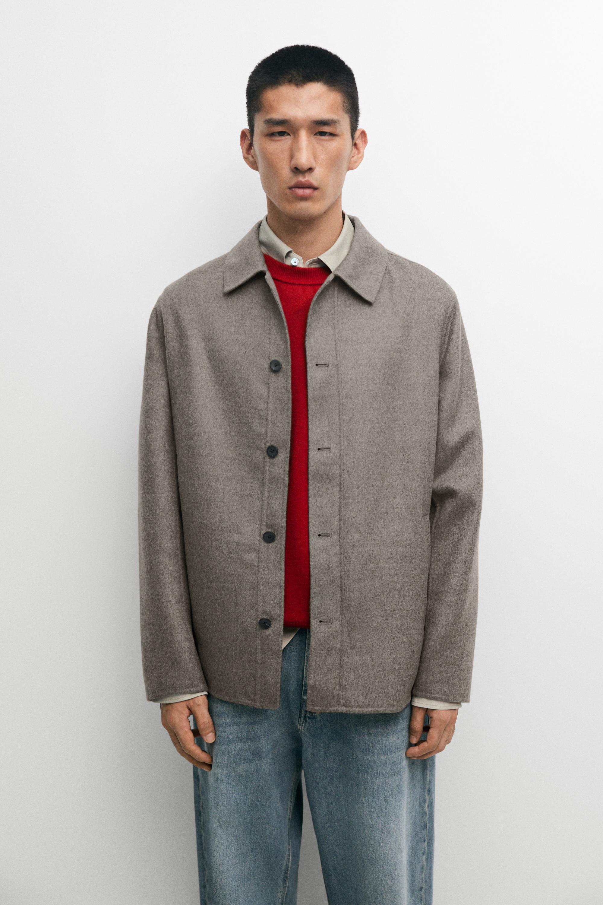 Wool blend button-detail overshirt