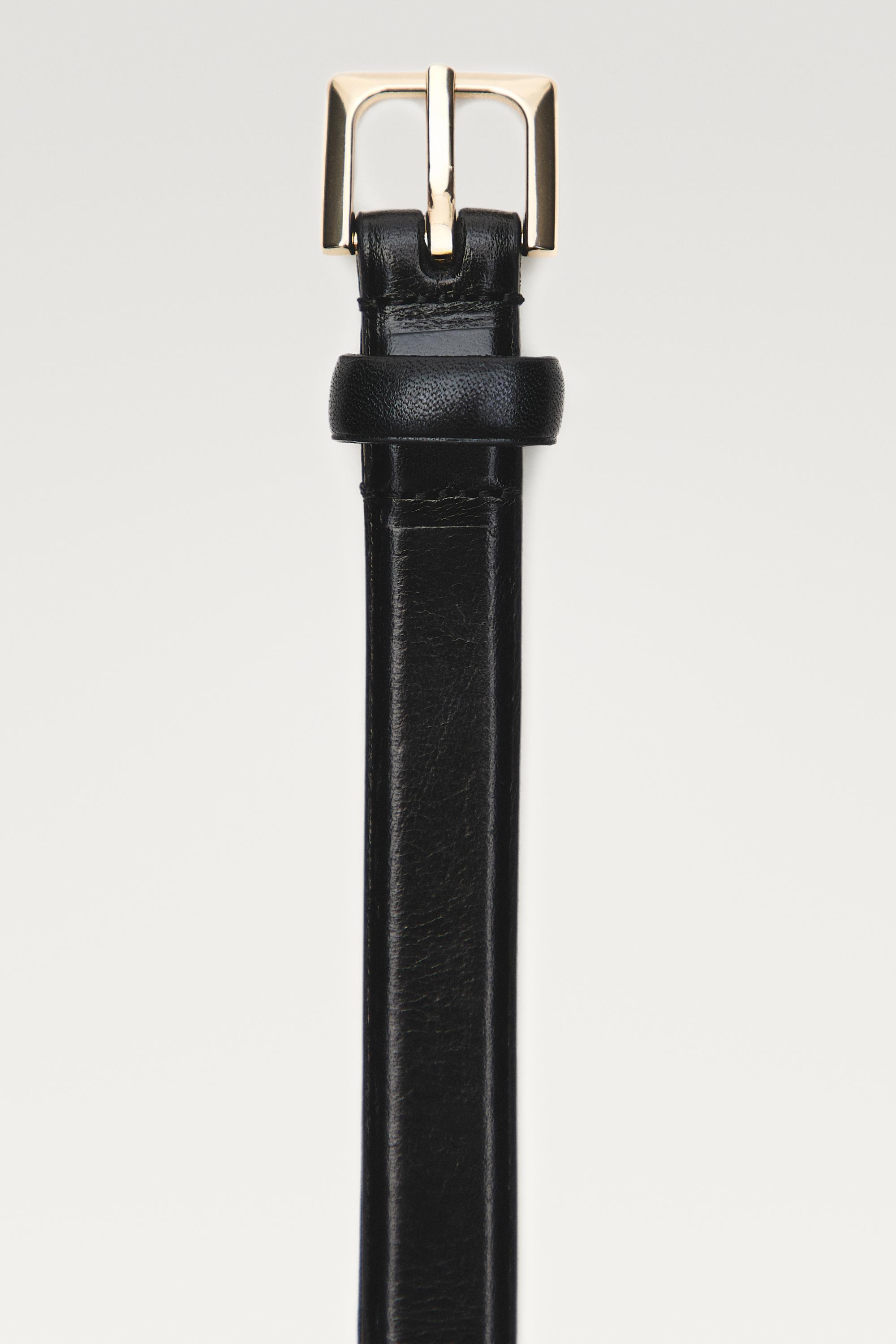 Nappa leather rectangular buckle belt