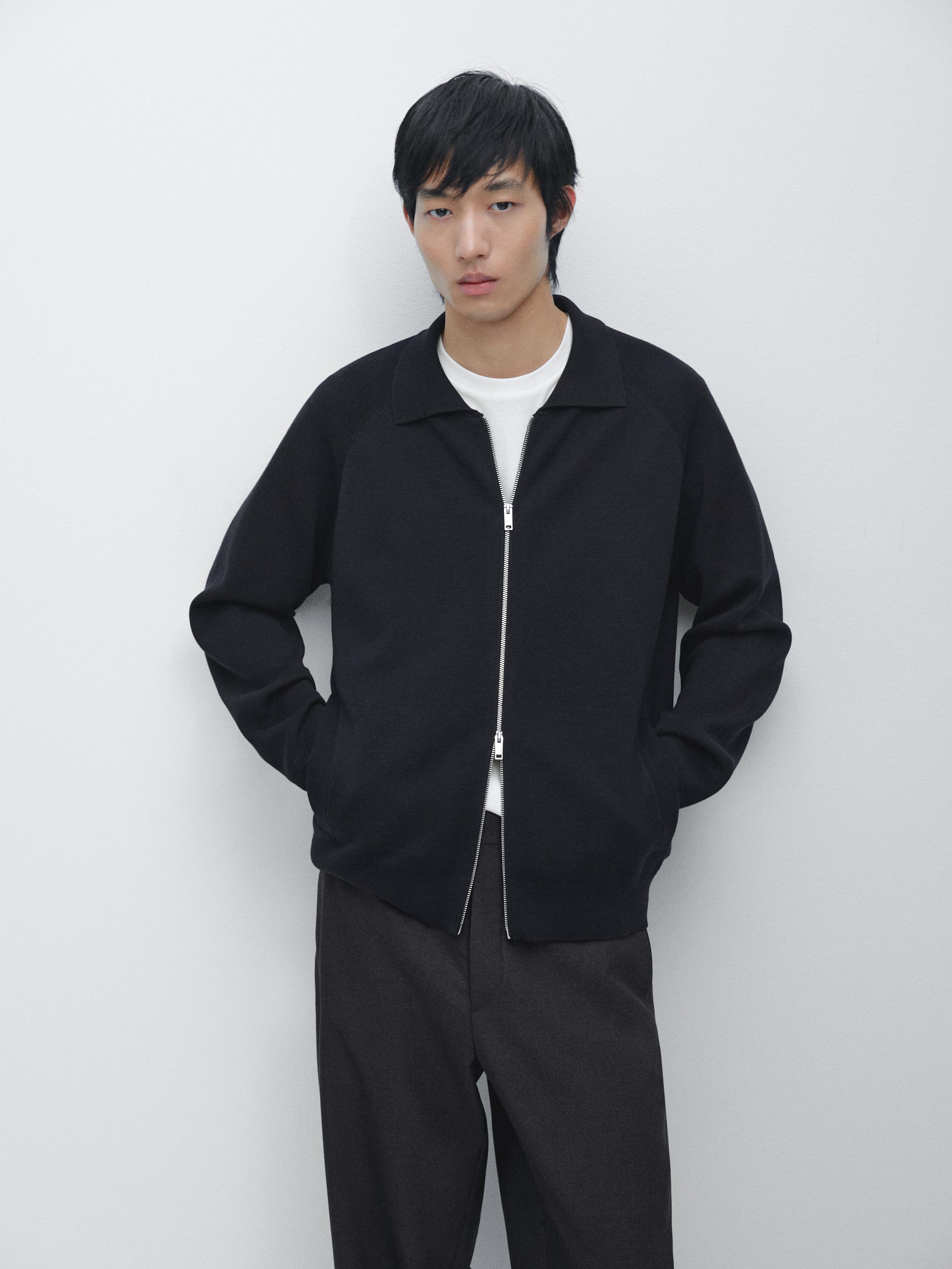 Трикотажный кардиган из смесового хлопка с застежкой-молнией