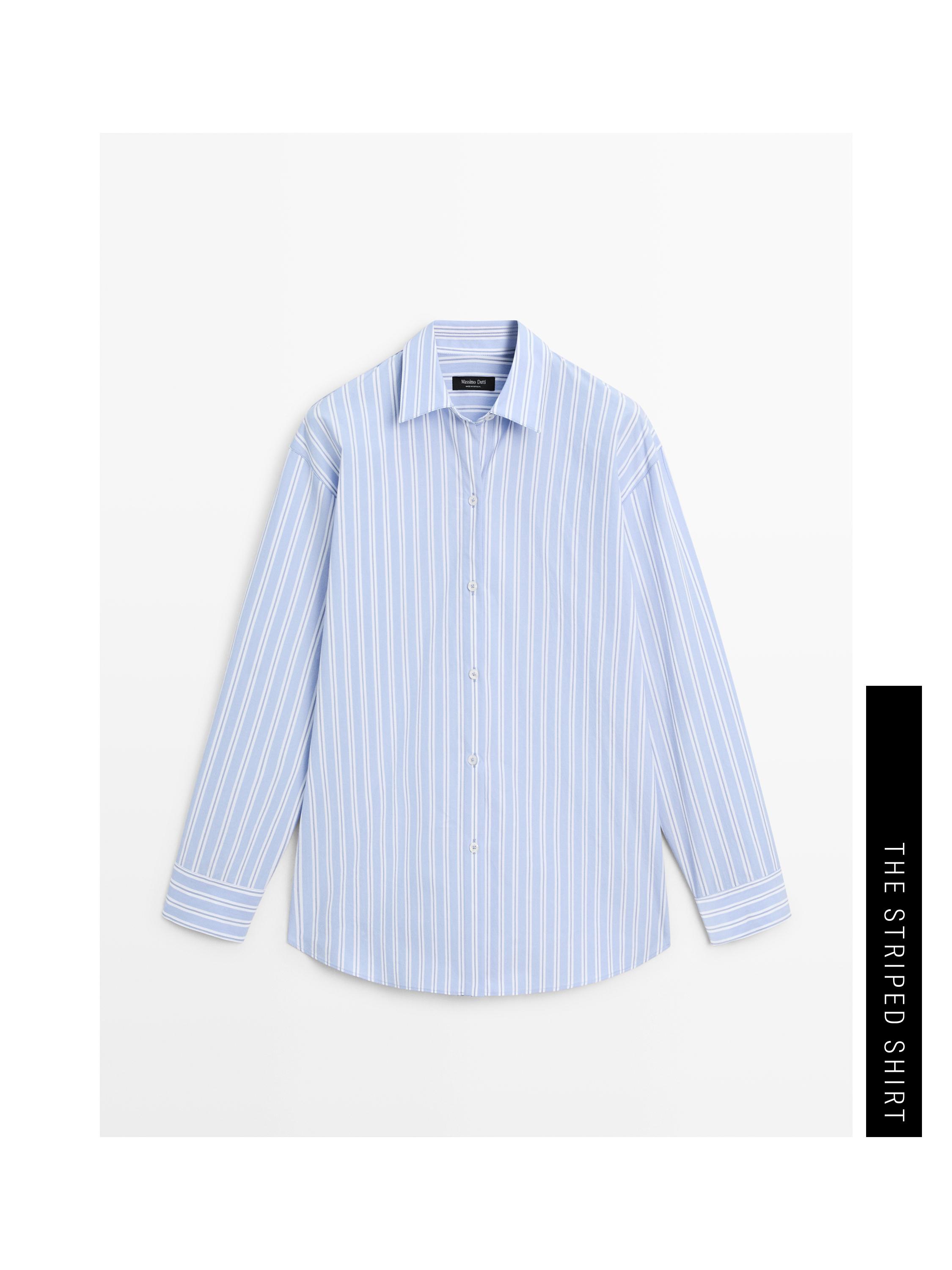 100% cotton striped shirt — BLUE