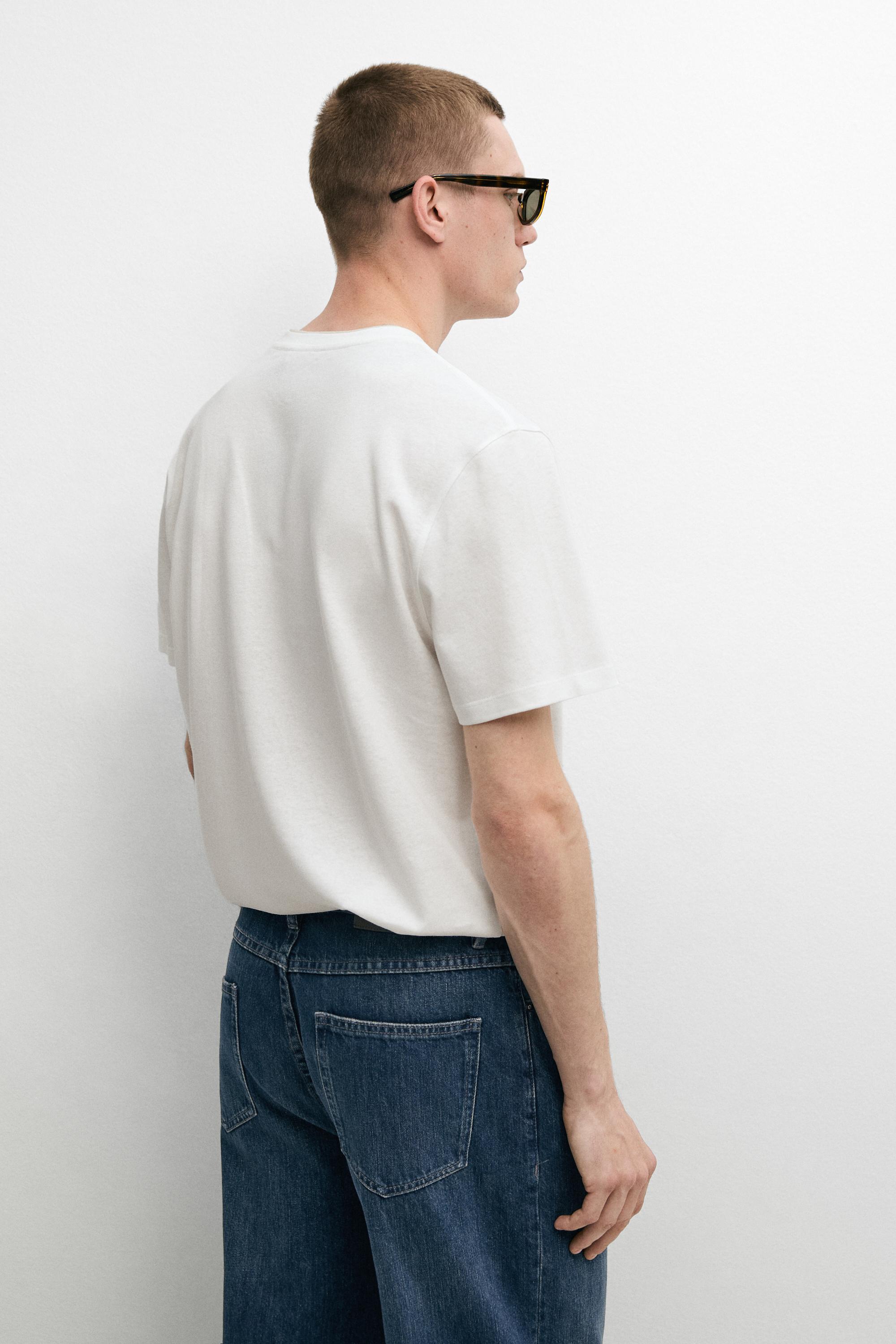 Linen and cotton double-collar T-shirt — Off white