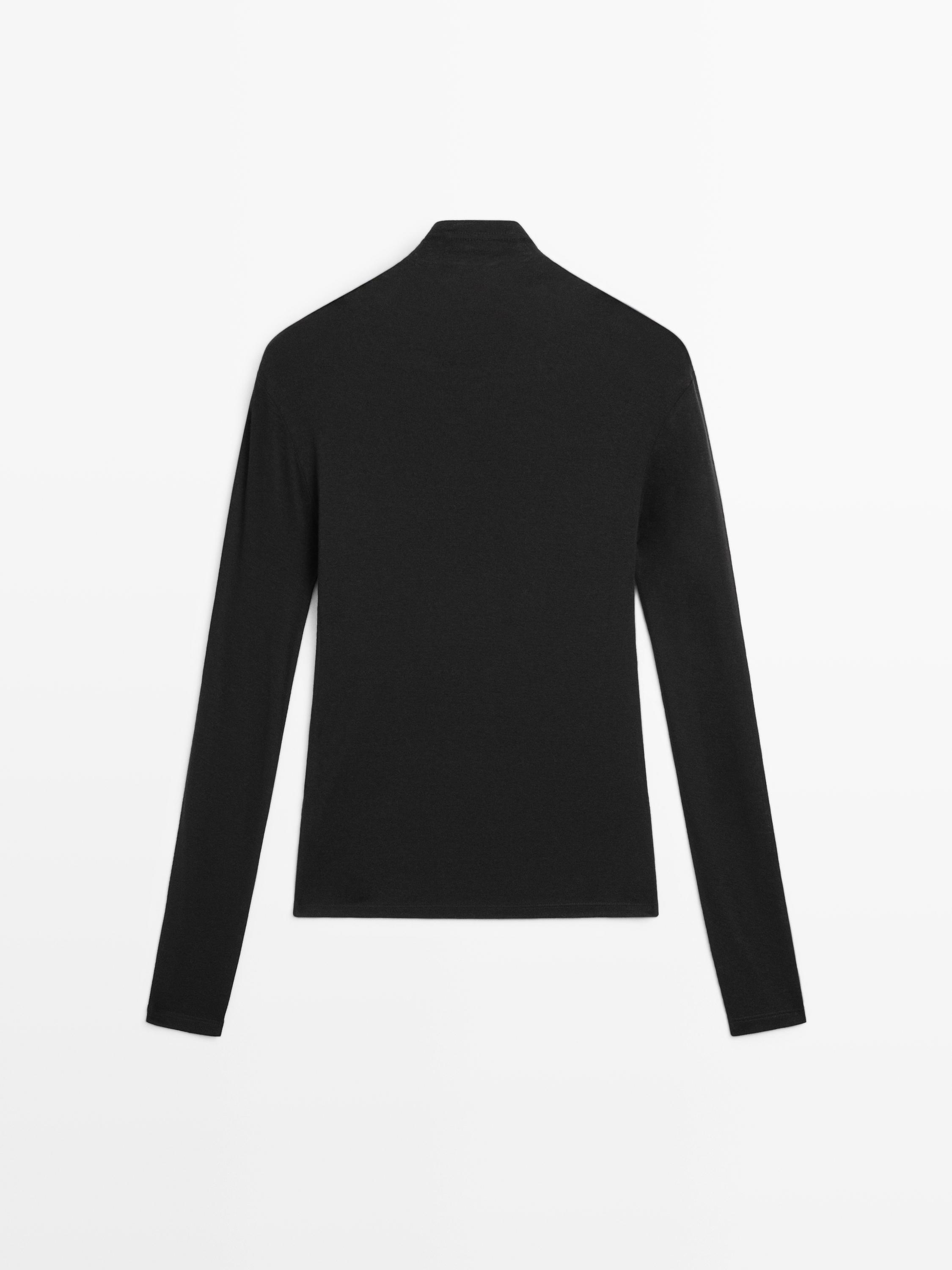 Long sleeve lyocell and wool blend T-shirt