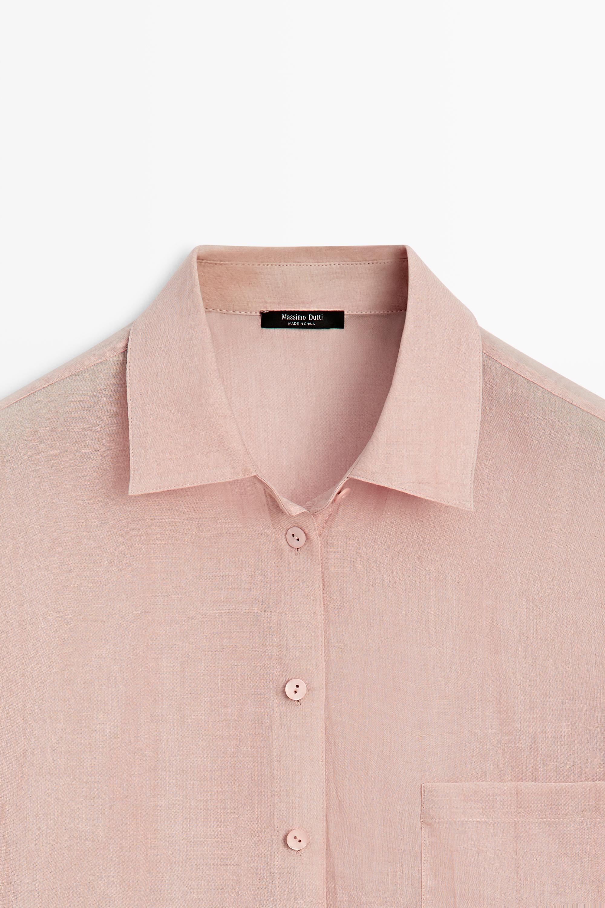 Flowing ramie pocket shirt — PALE PINK