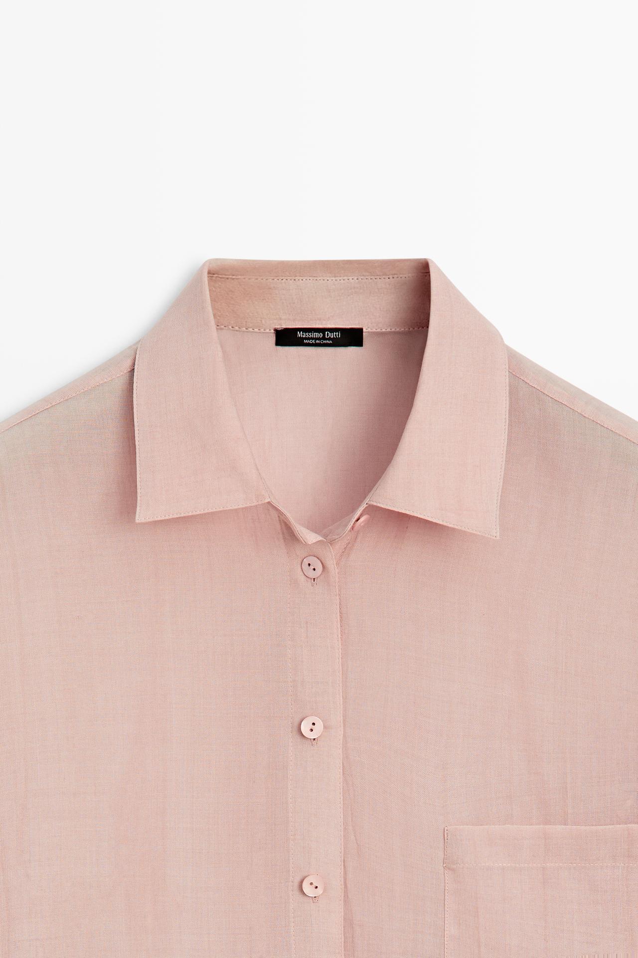 Flowing ramie pocket shirt — PALE PINK