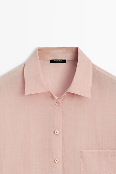 Flowing ramie pocket shirt — PALE PINK 9