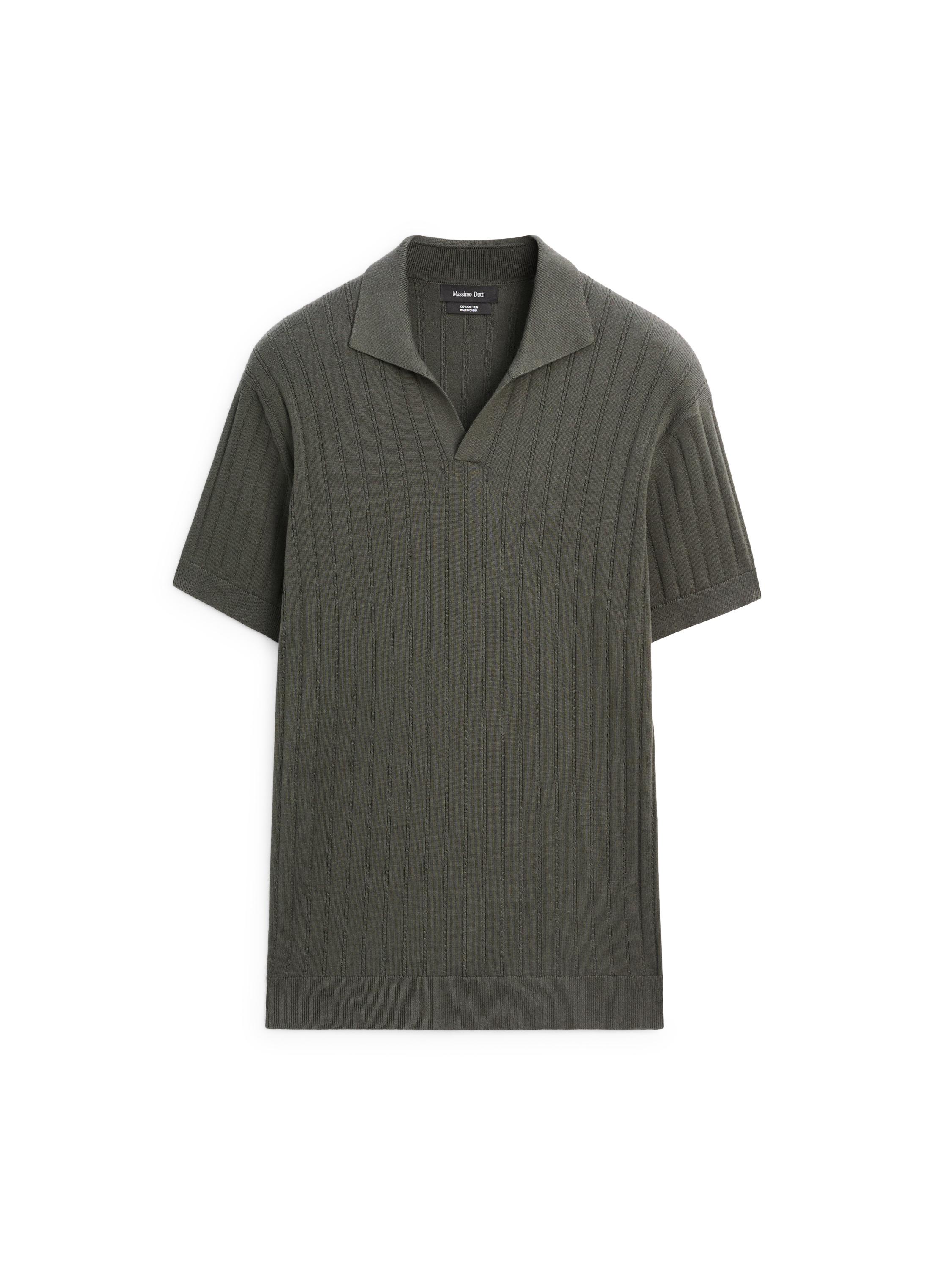 Cable-knit polo sweater — DARK KHAKI