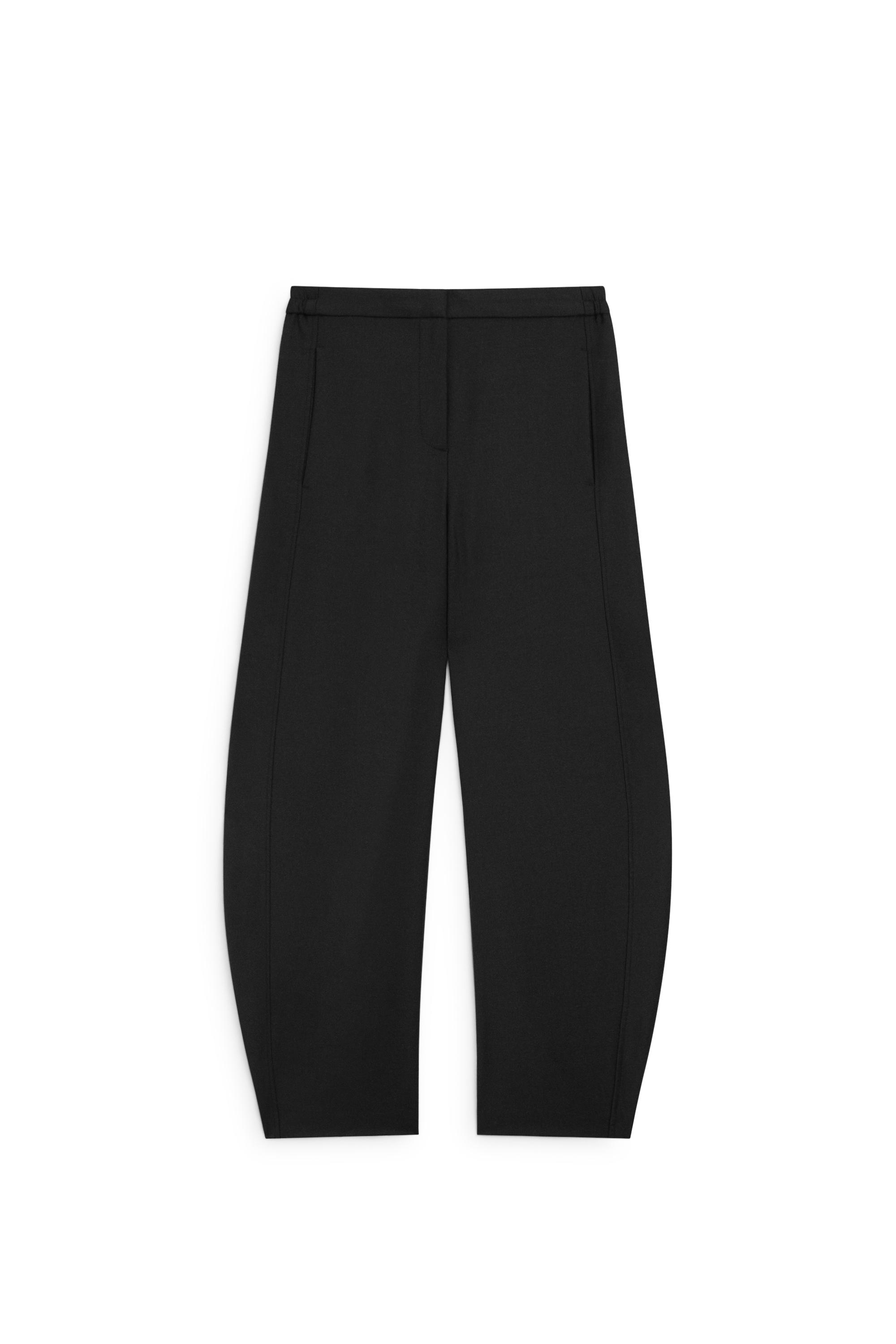 Flannel barrel fit pants · Black · Trousers | Massimo Dutti