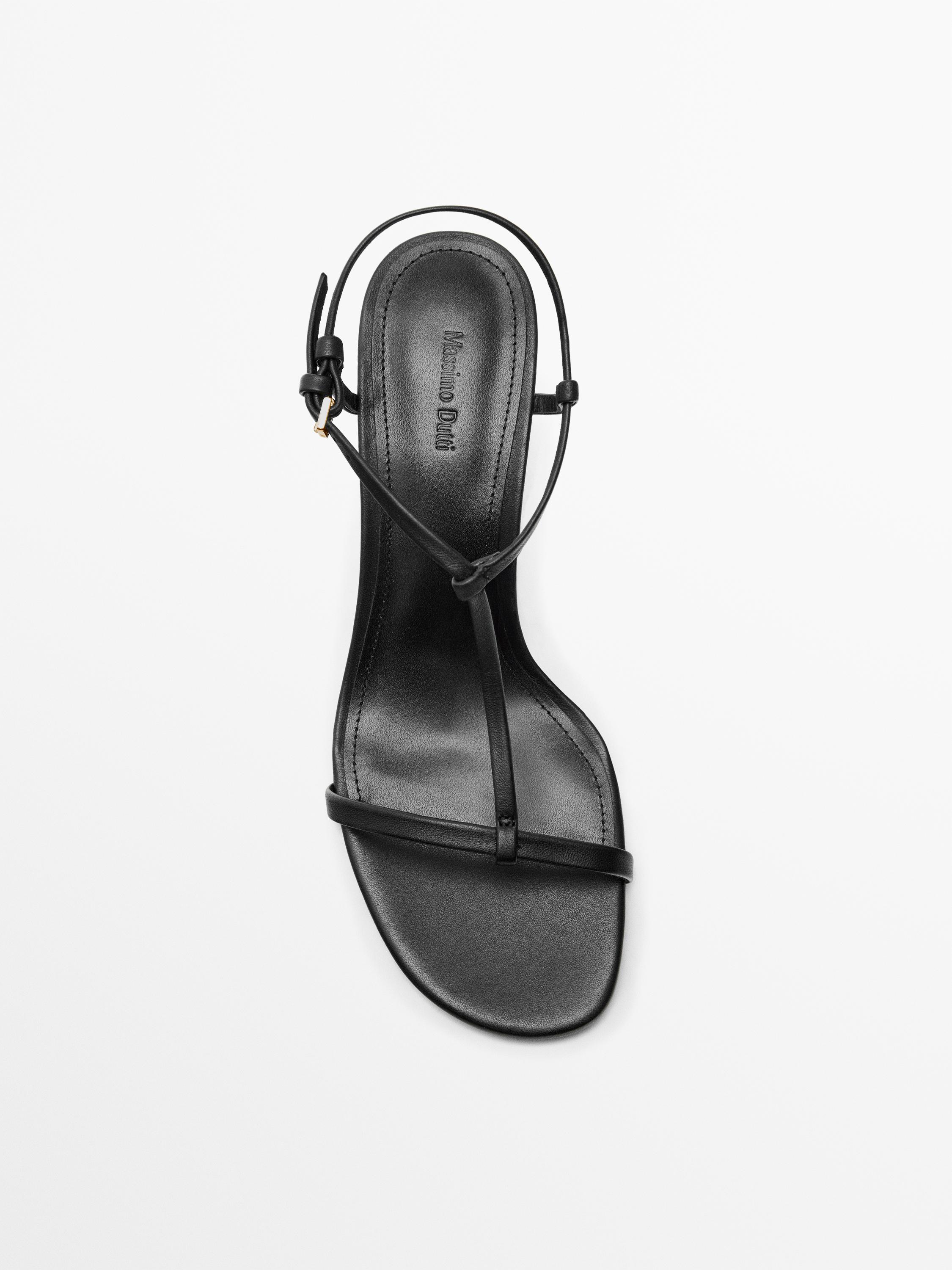 Strappy mid-heel sandals — BLACK