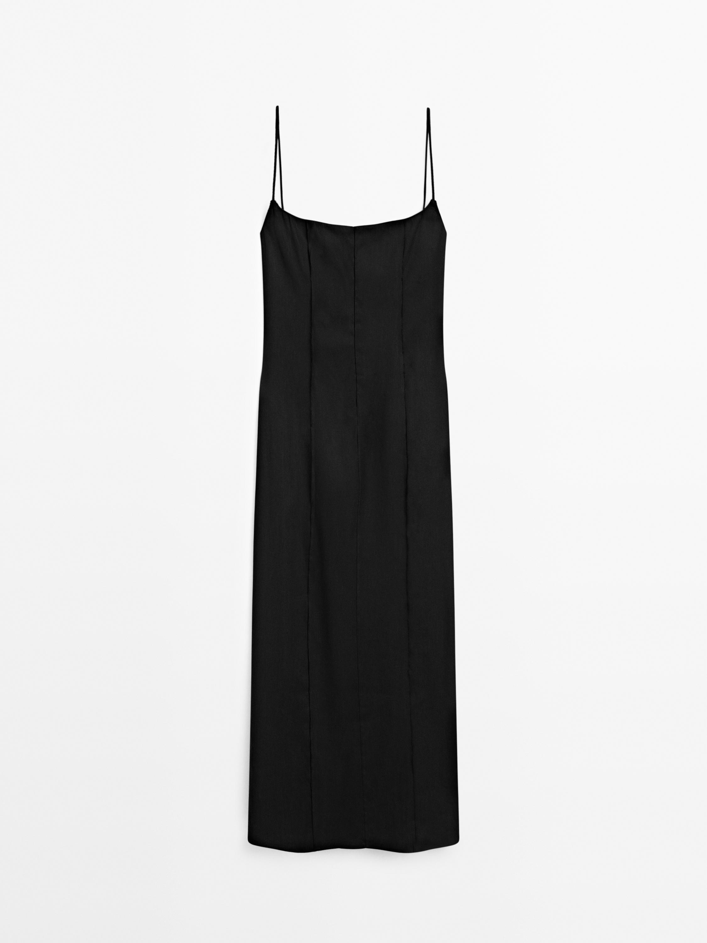 Strappy linen midi dress