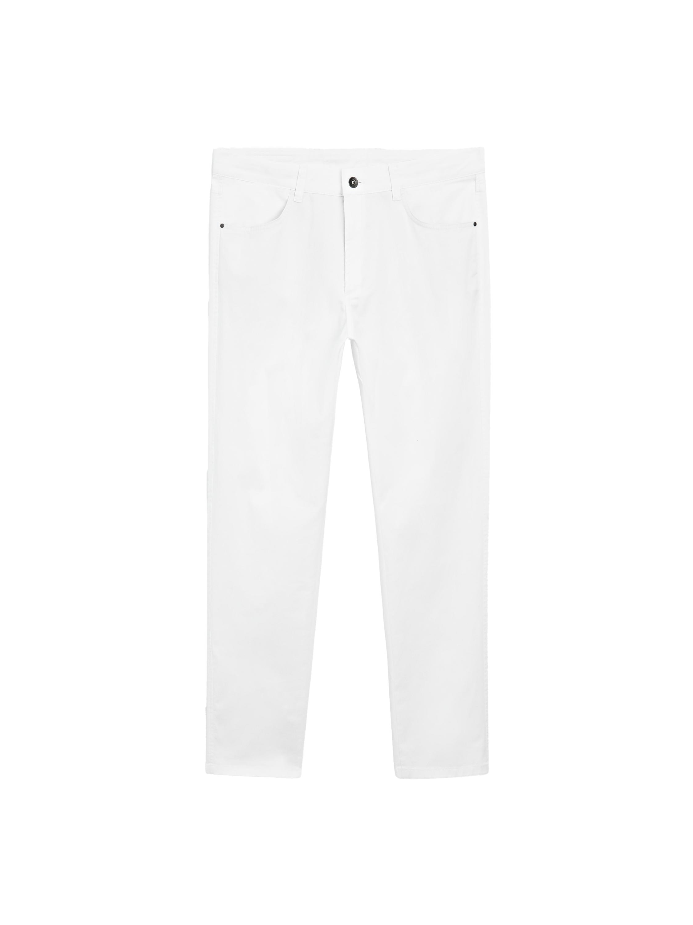 Slim-fit lightweight textured weave denim trousers