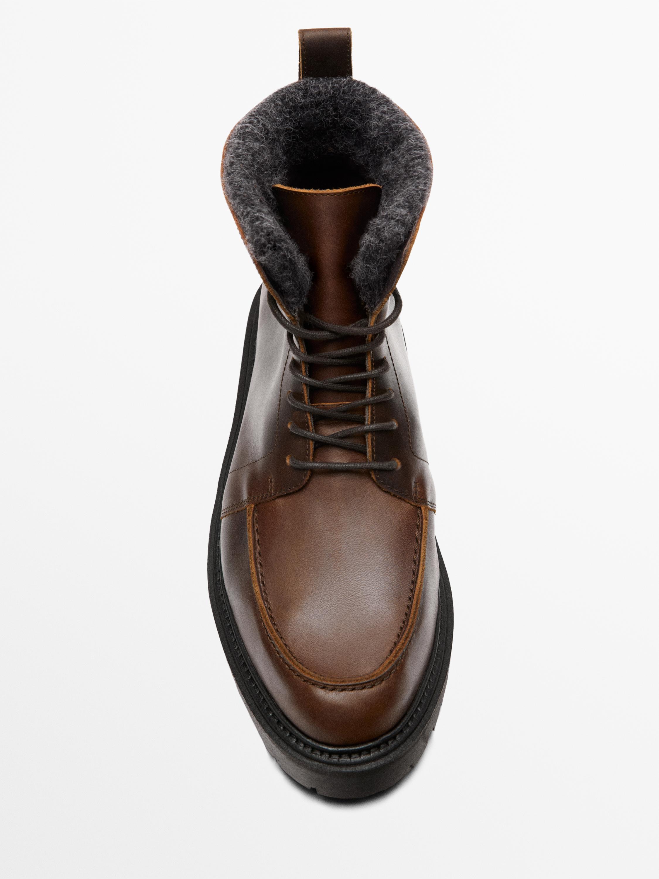 Bottes en cuir fourrées à lacets