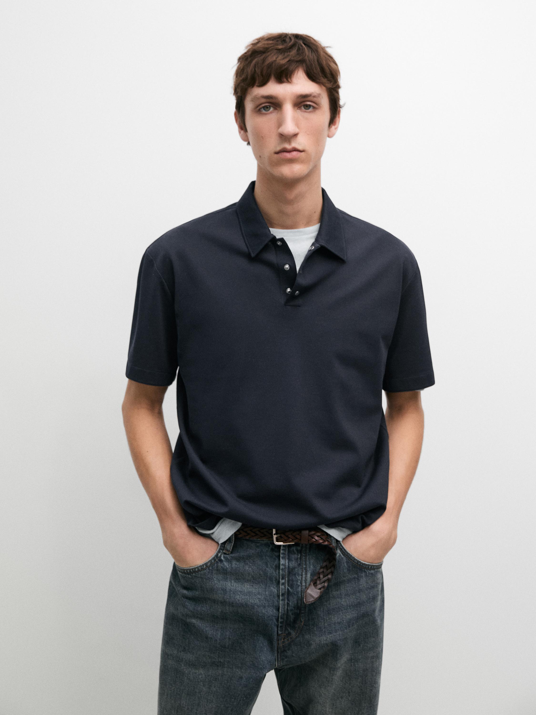 100% cotton short sleeve polo shirt — NAVY BLUE