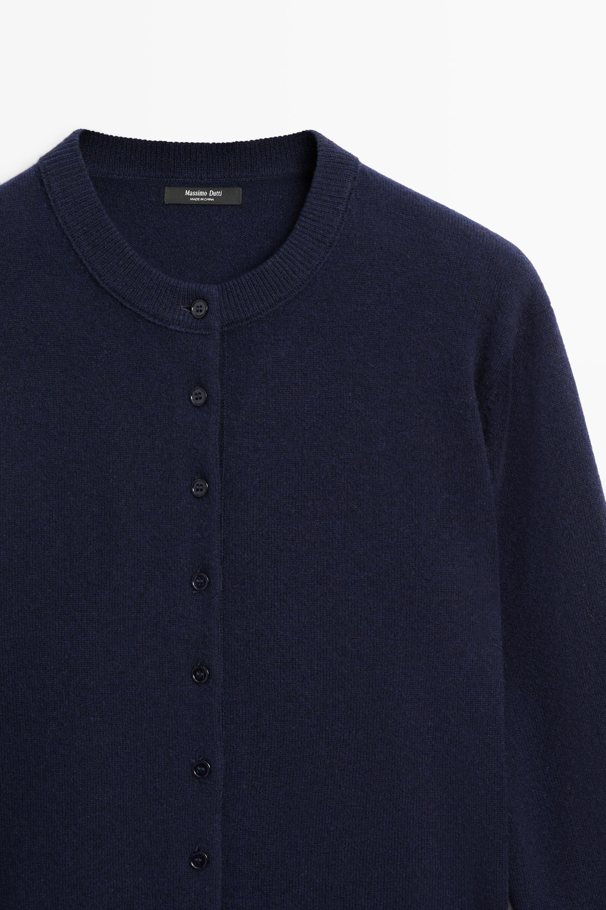 Knit cardigan with button detail — NAVY BLUE