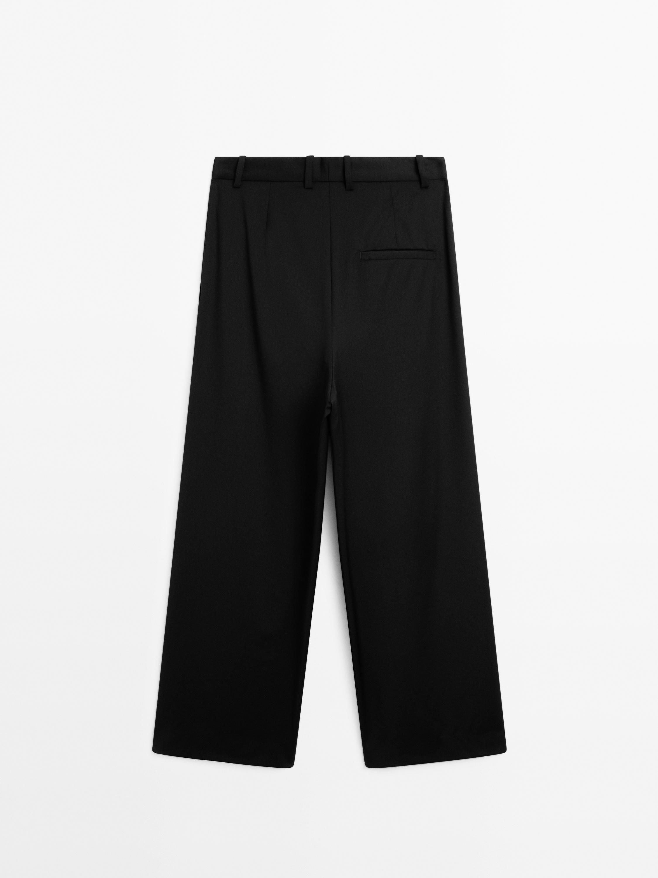 Extra fine wool pleated pants — BLACK