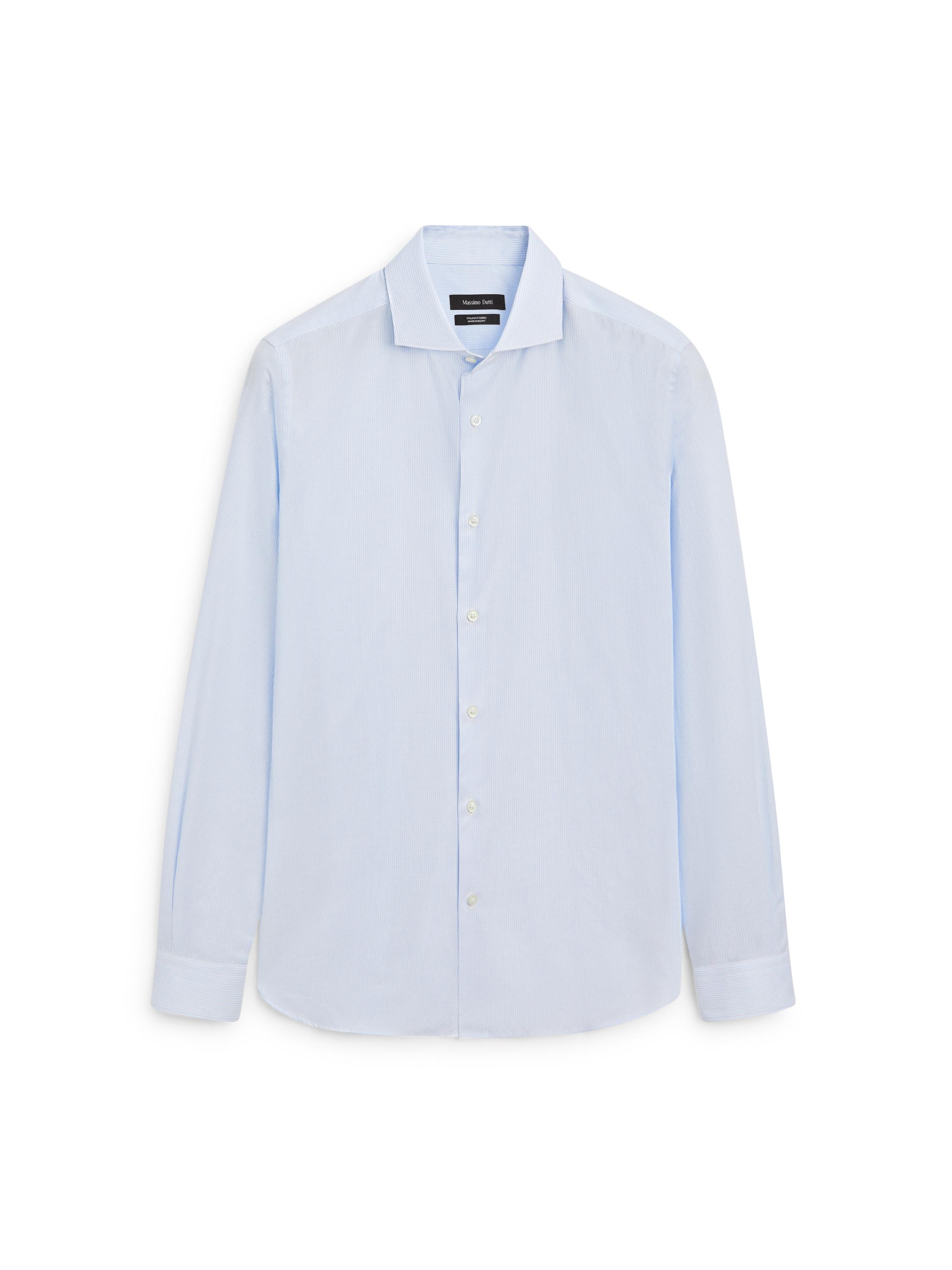 Slim fit striped 100% cotton shirt — Sky blue