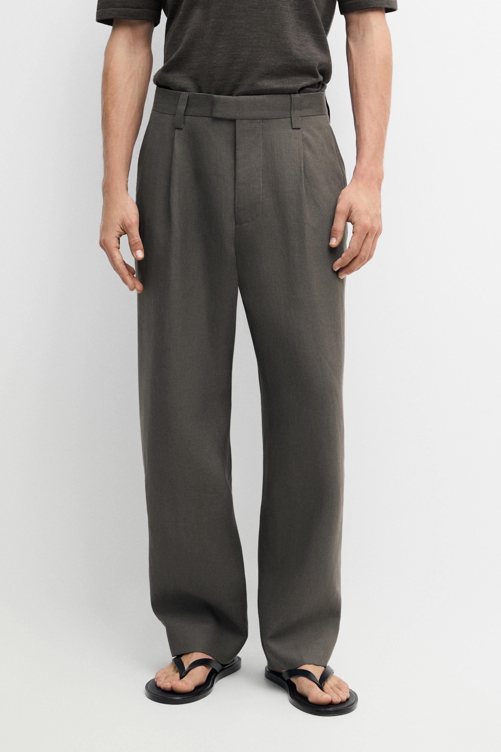 Linen suit trousers — DARK GREEN