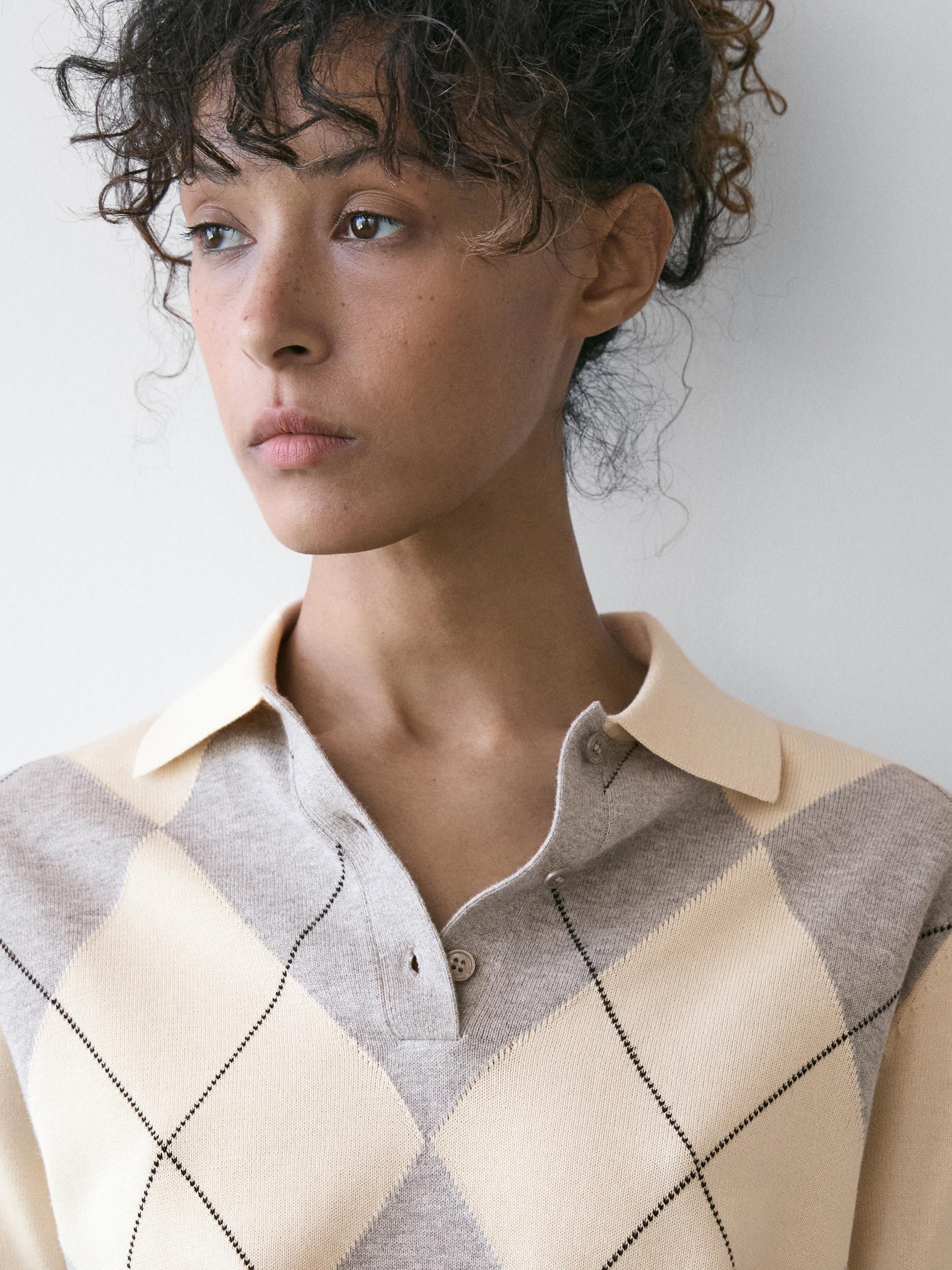 Strickpullover im Polo-Stil mit Rautenmuster