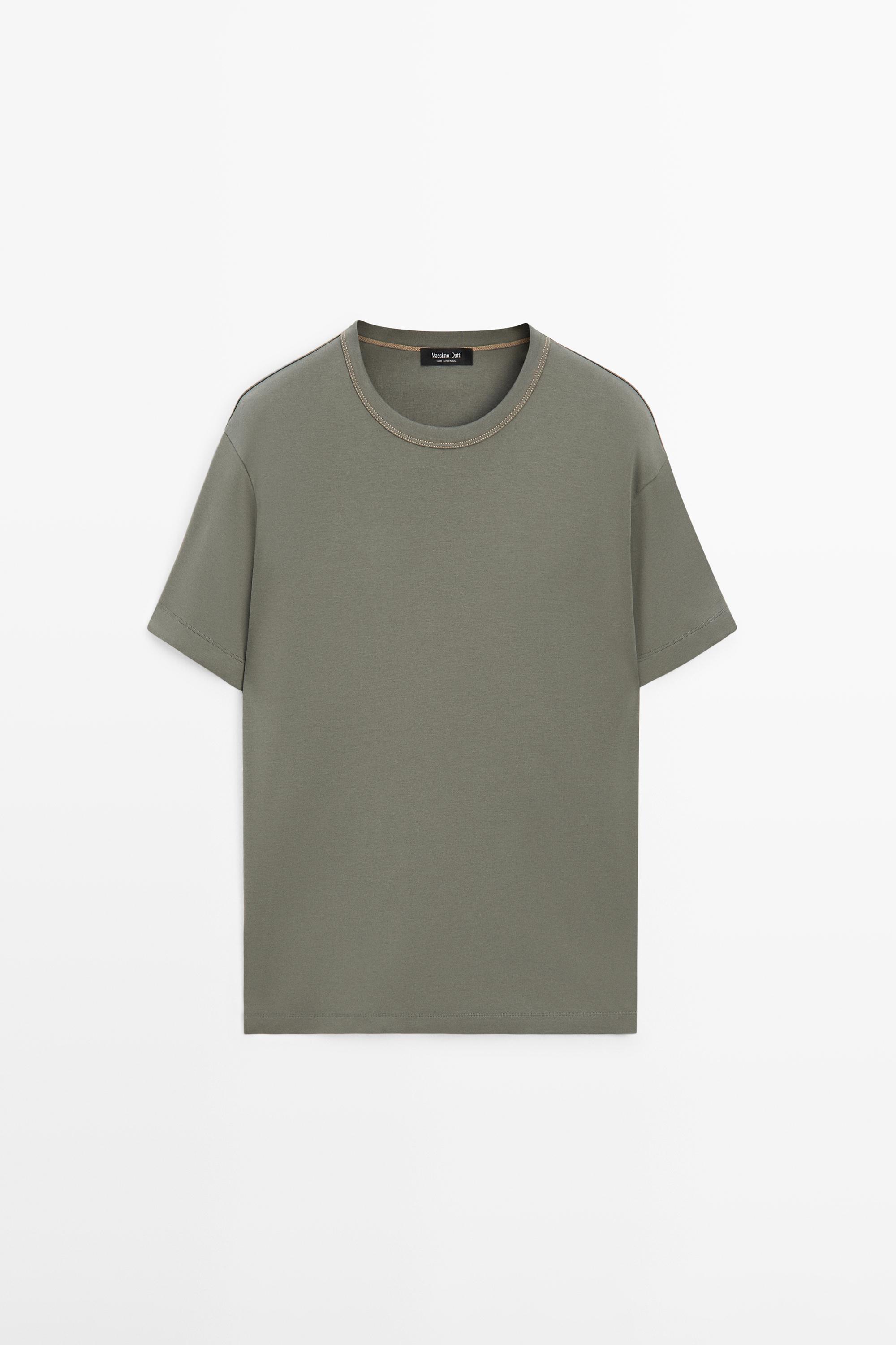 100% cotton short-sleeve T-shirt — KHAKI